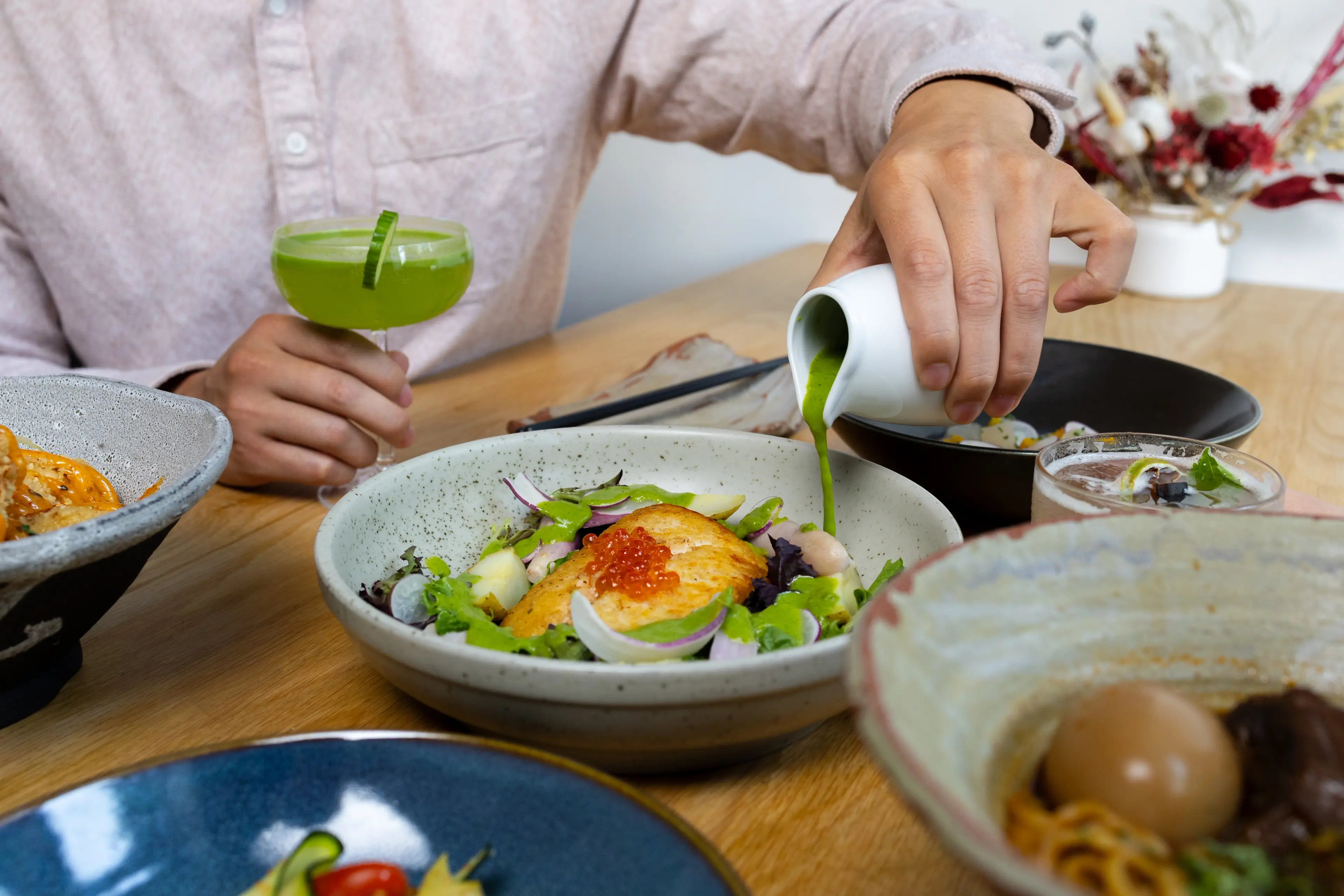Dinner plates at the restaurant Torafuku in Vancouver.
