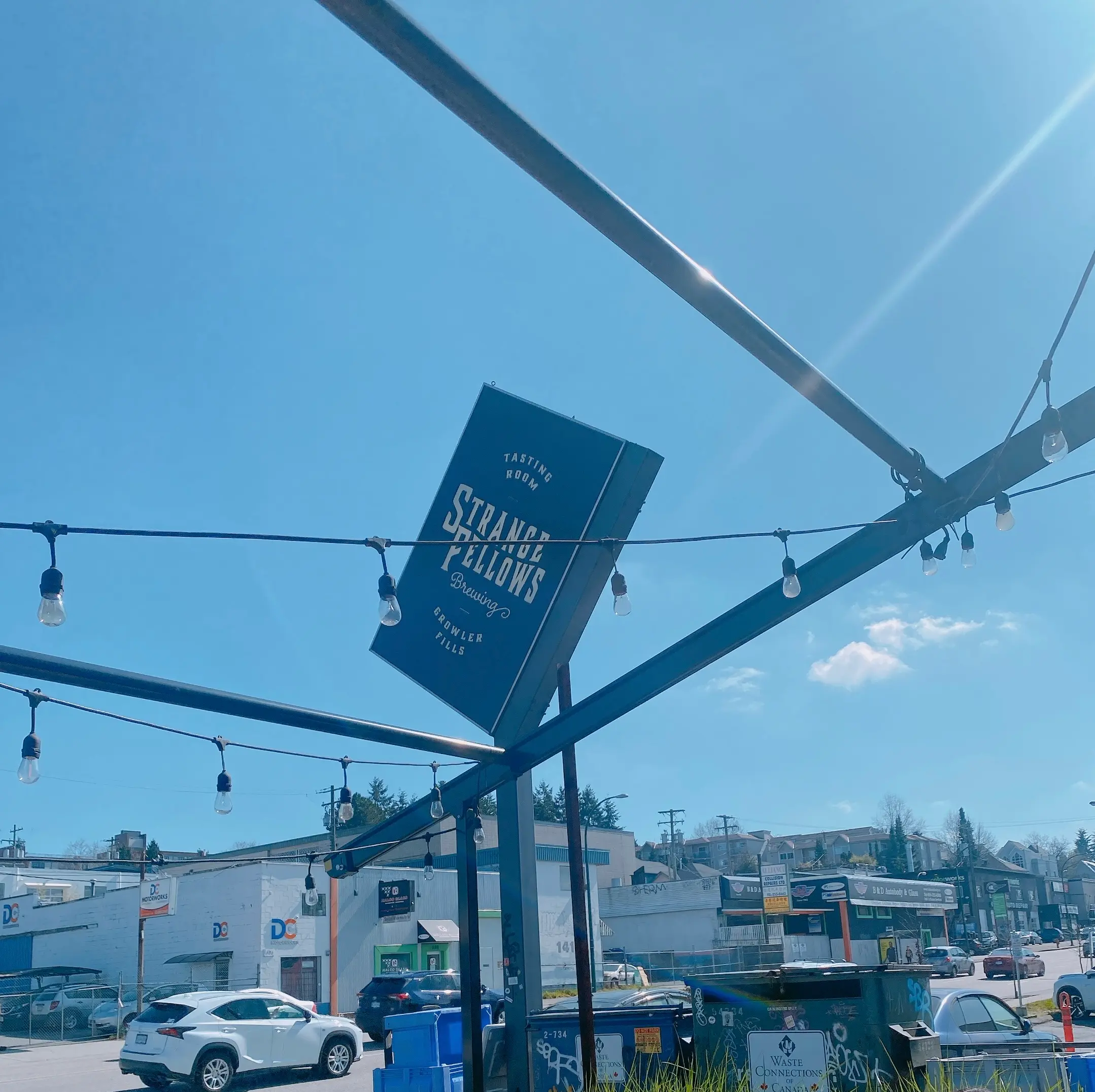The sign of Strange Fellows Brewing