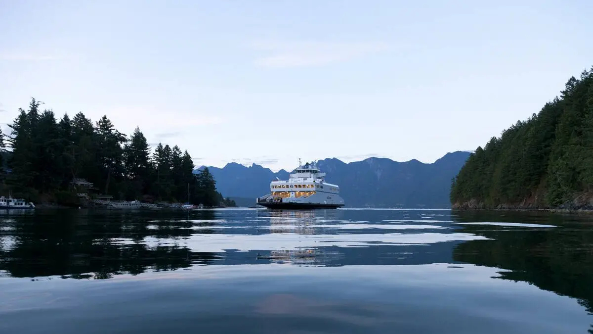 A ferry pulls in to Bowen Island.