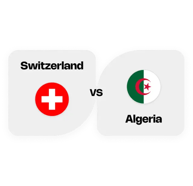 Switzerland versus Algeria with their national flags and names displayed side by side.