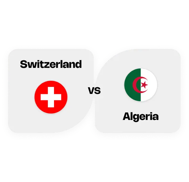 Switzerland versus Algeria with their national flags and names displayed side by side.