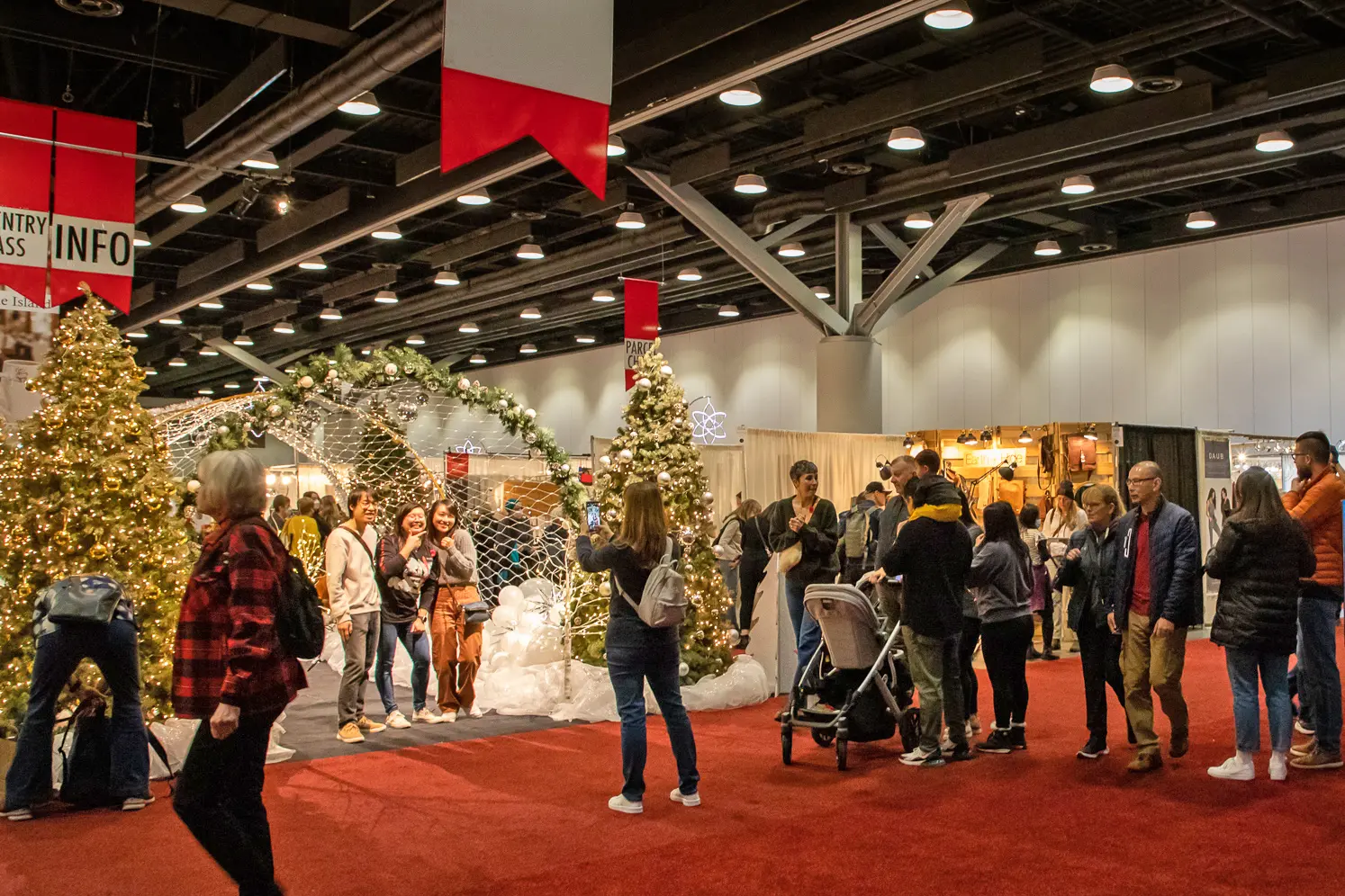 Market attendees line up for photos at Circle Craft Holiday Market.