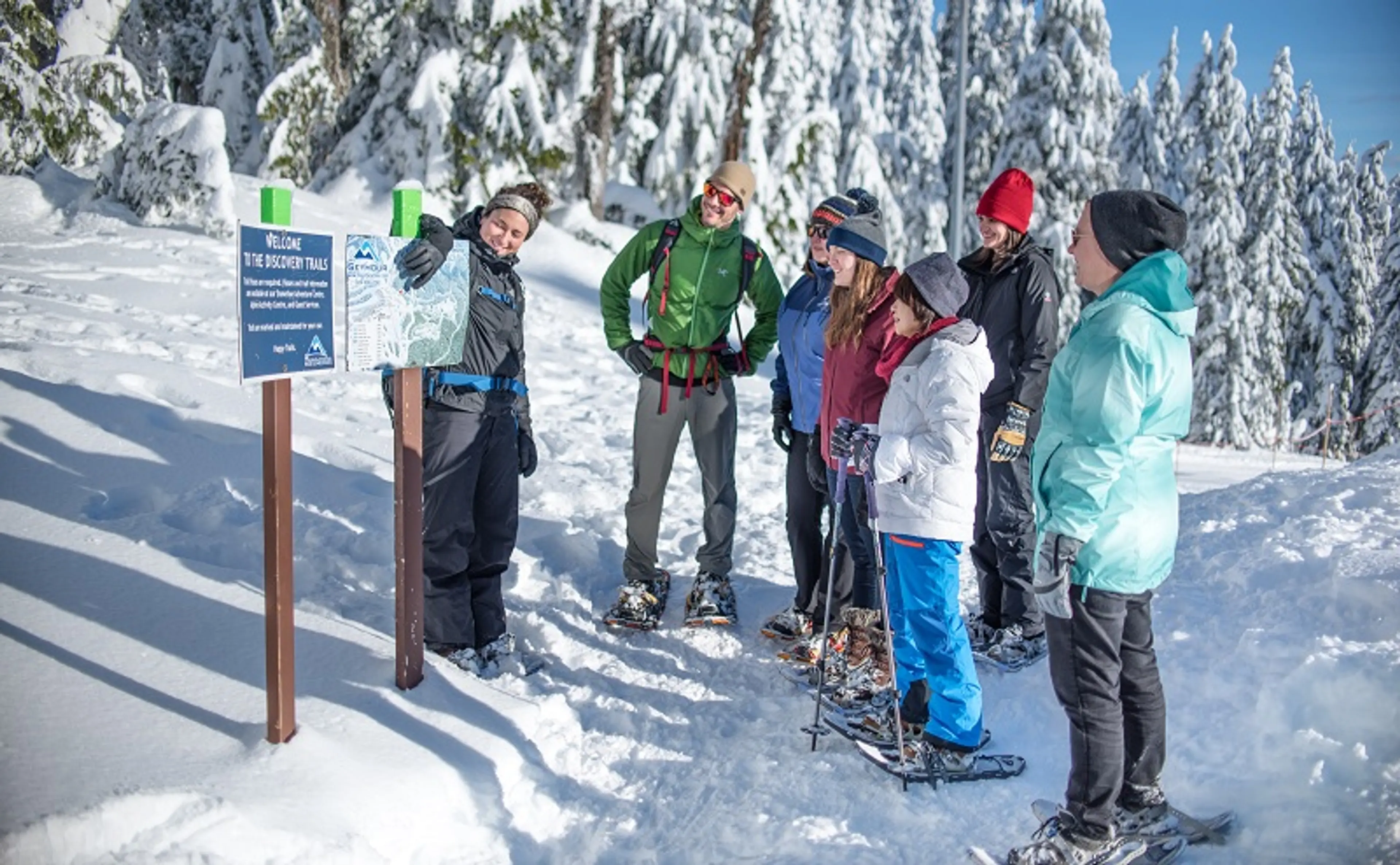 A group of snowshoers at Mount Seymour in North Vancouver