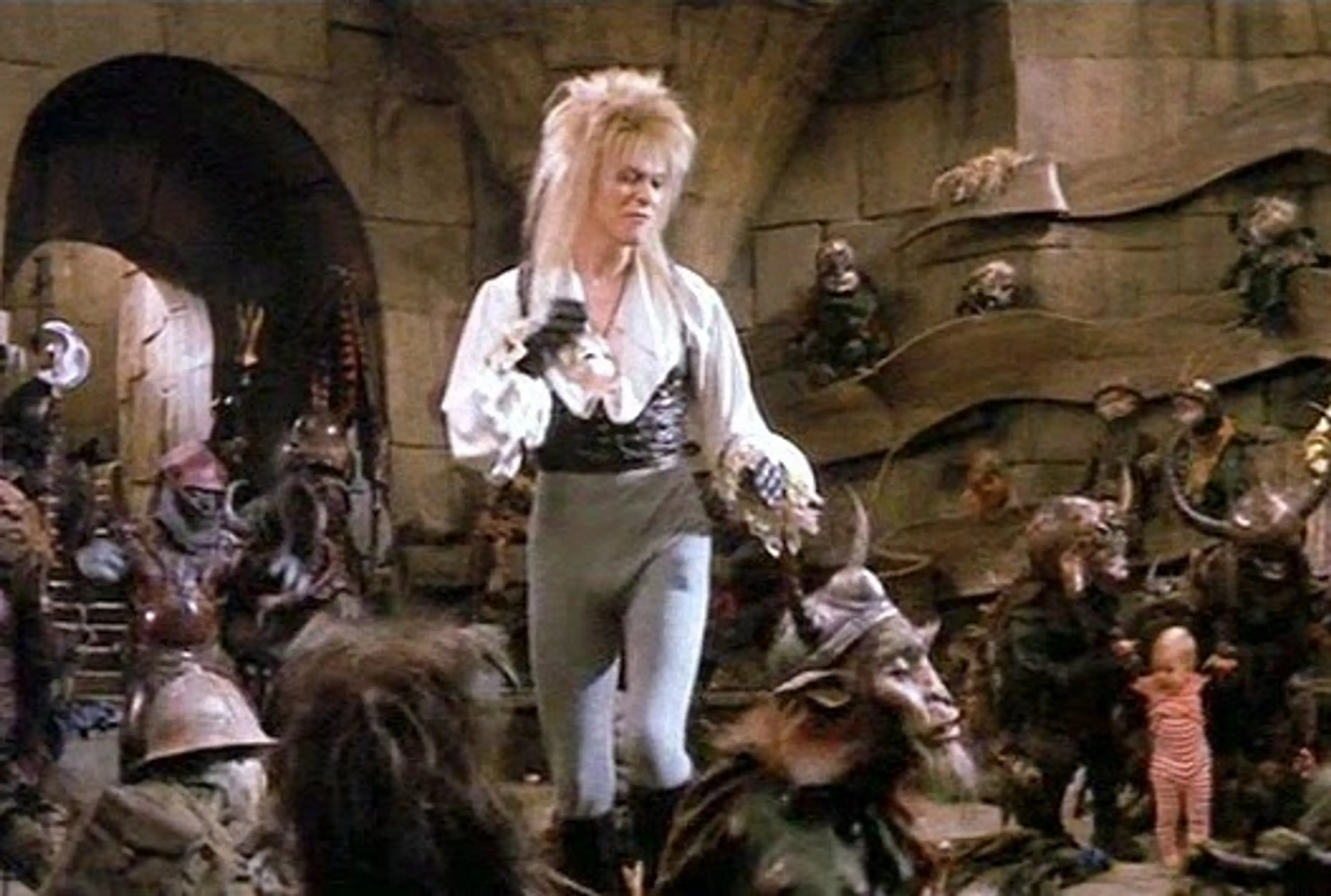 David Bowie as the Goblin King in the 1986 movie Labyrinth. 