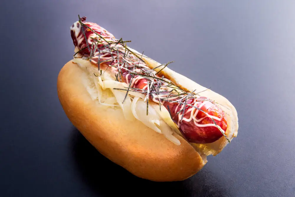 Spice cheese terimayo hot dog from Japadog in Vancouver