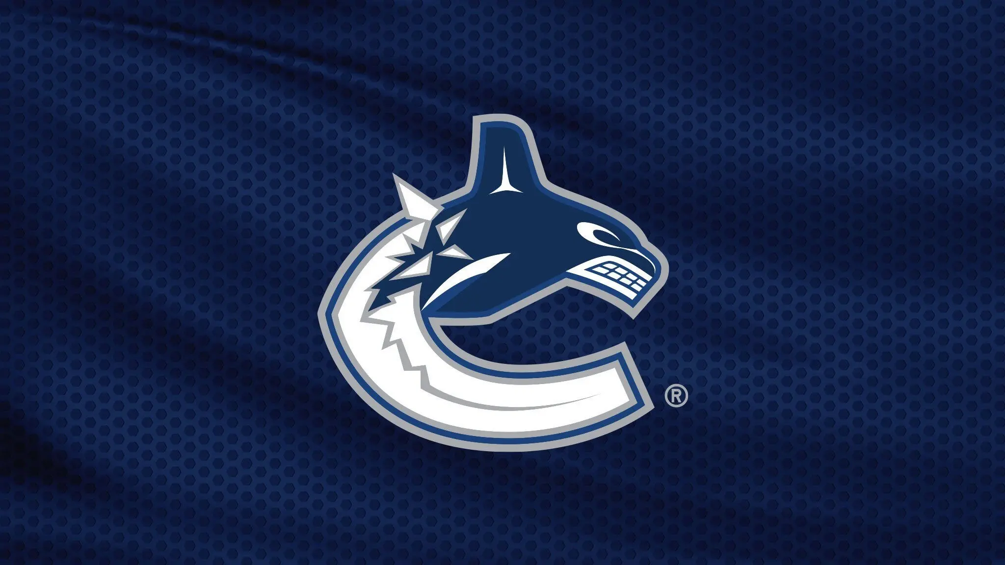 Stylized orca whale logo forming a C shape on a dark blue textured background.
