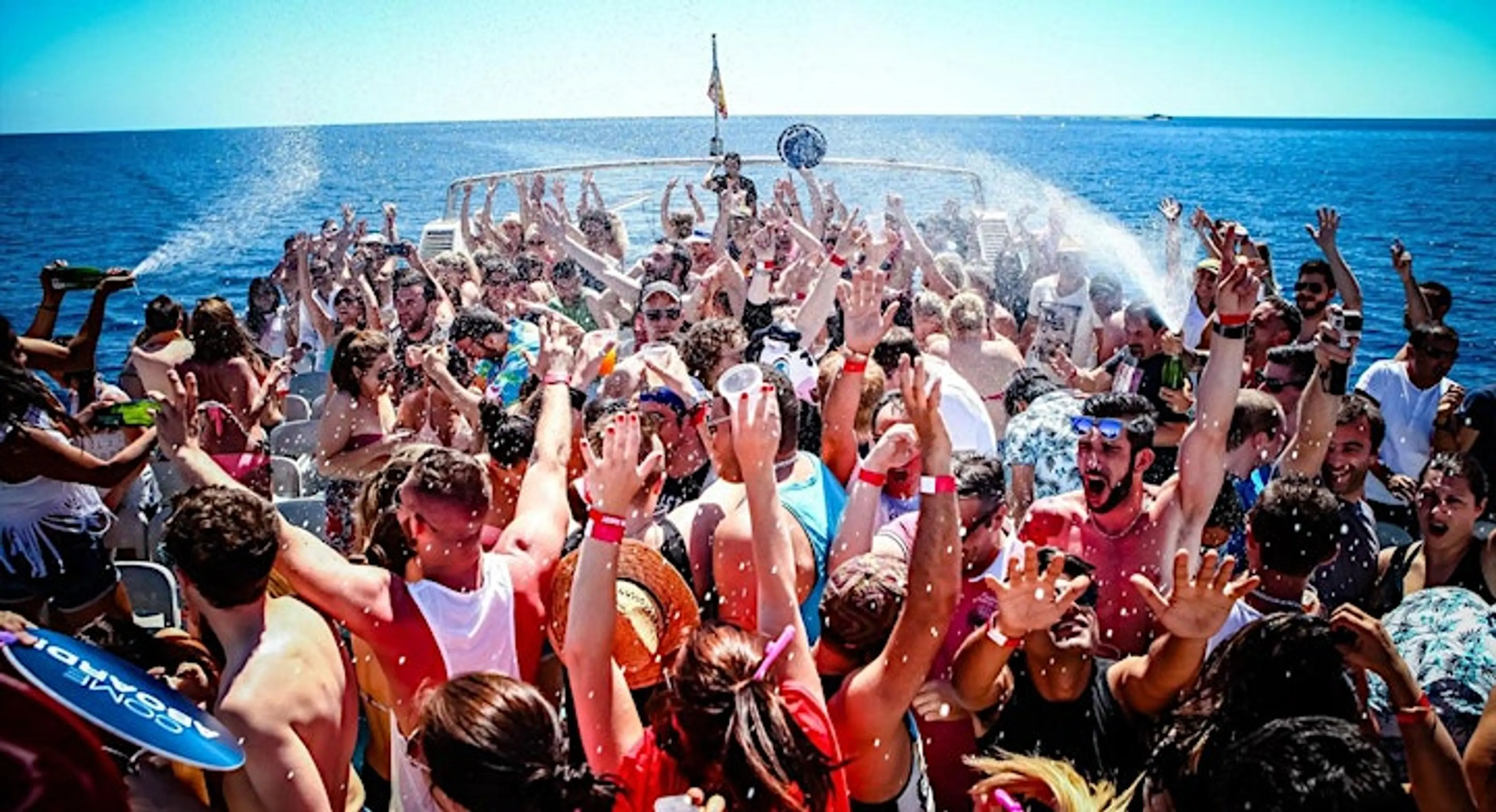 People on a party boat in Vancouver on Canada Day