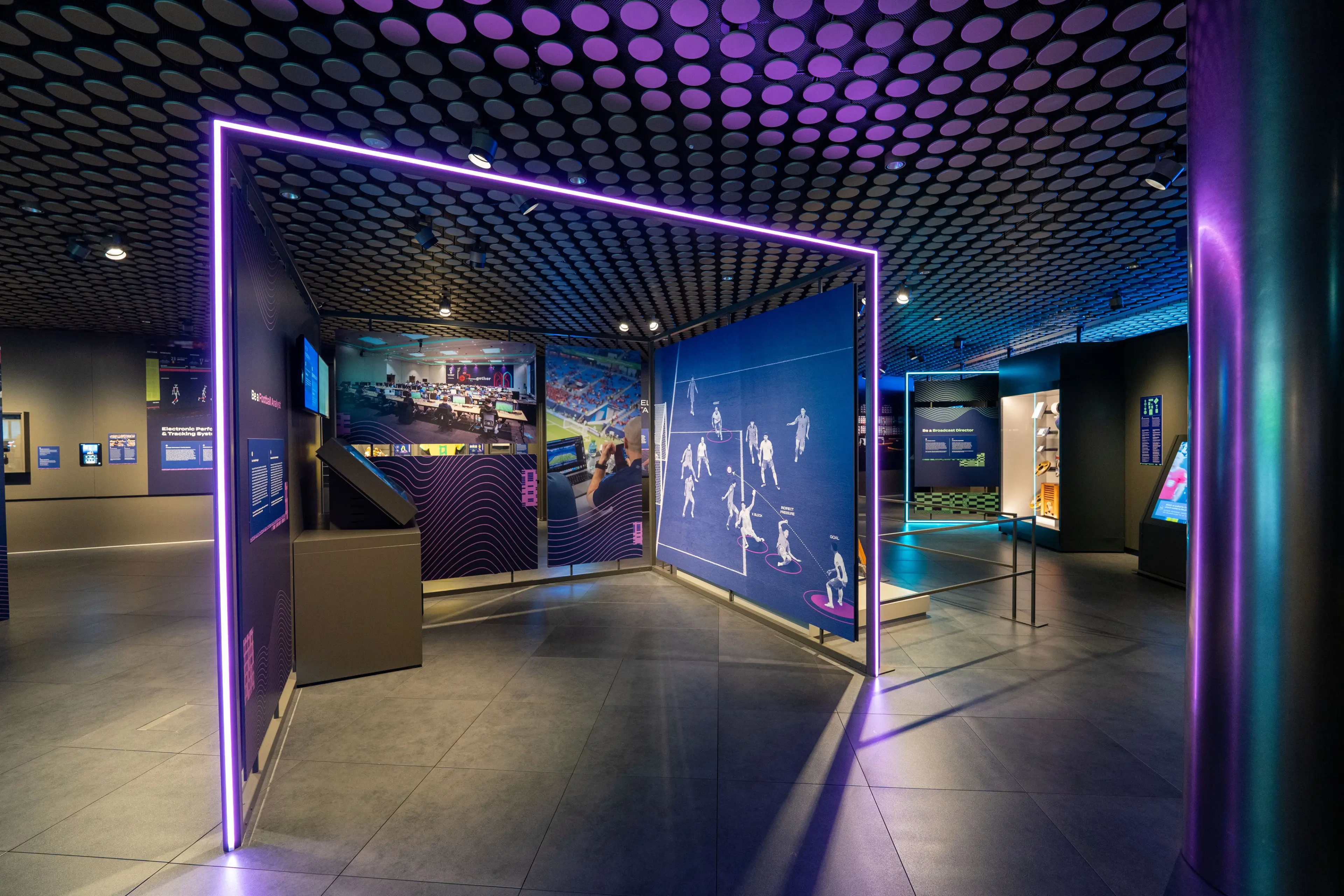 An immersive exhibit space where technology, data, and design bring the science of soccer to life on and off the field.