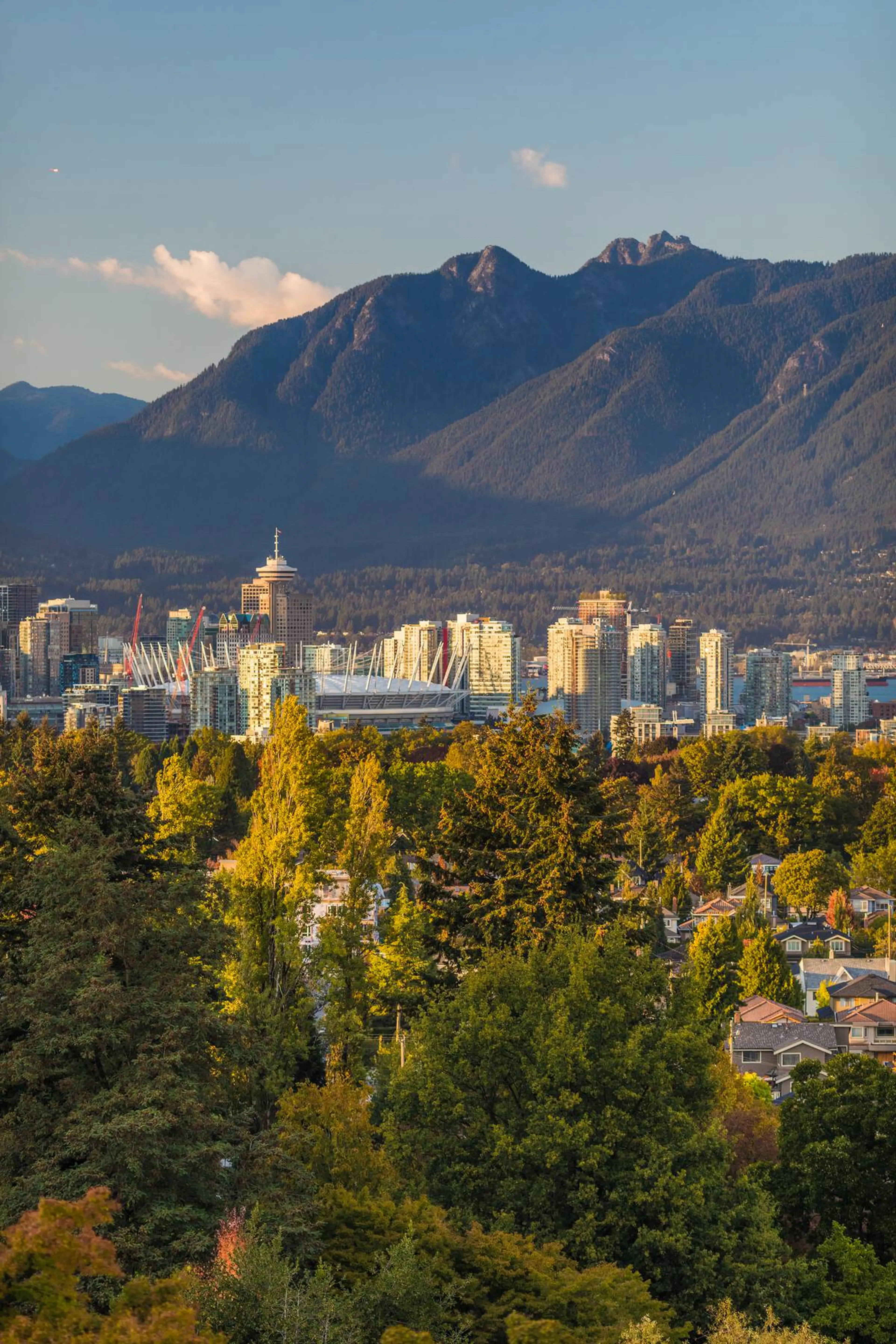 Aerial view of Vancouver in fall from Queen Elizabeth Park 
