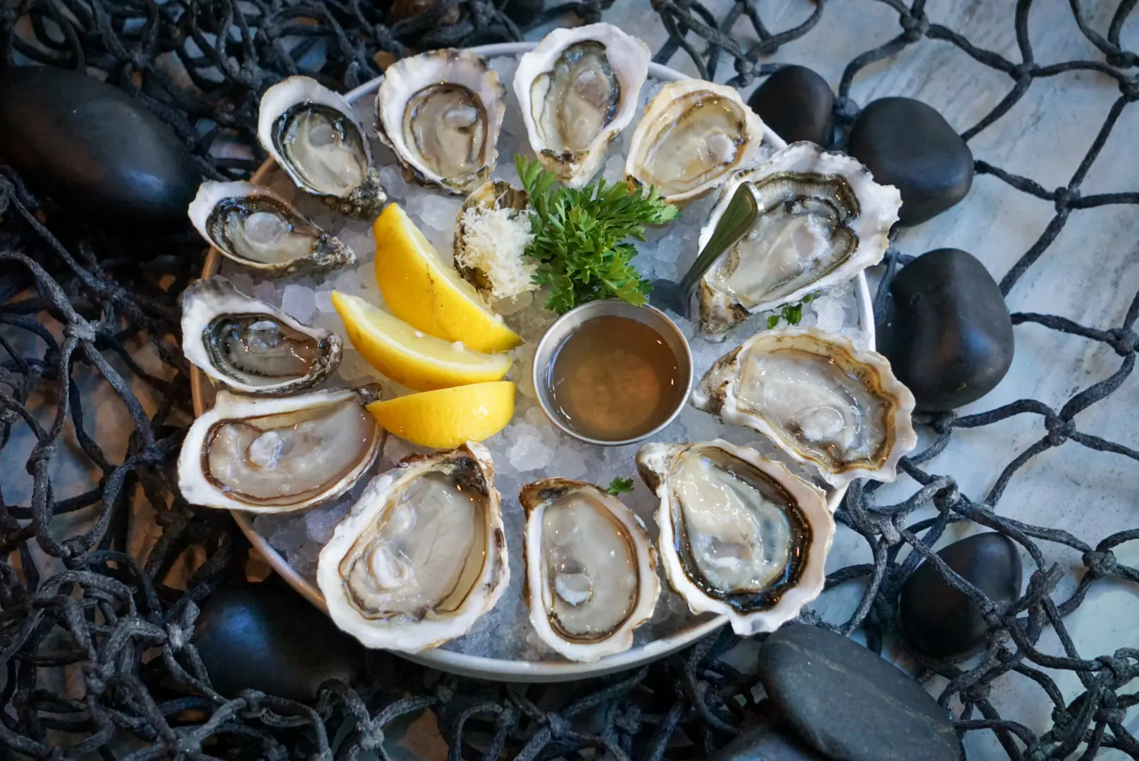 Freshly shucked oysters from Fanny Bay Oysters