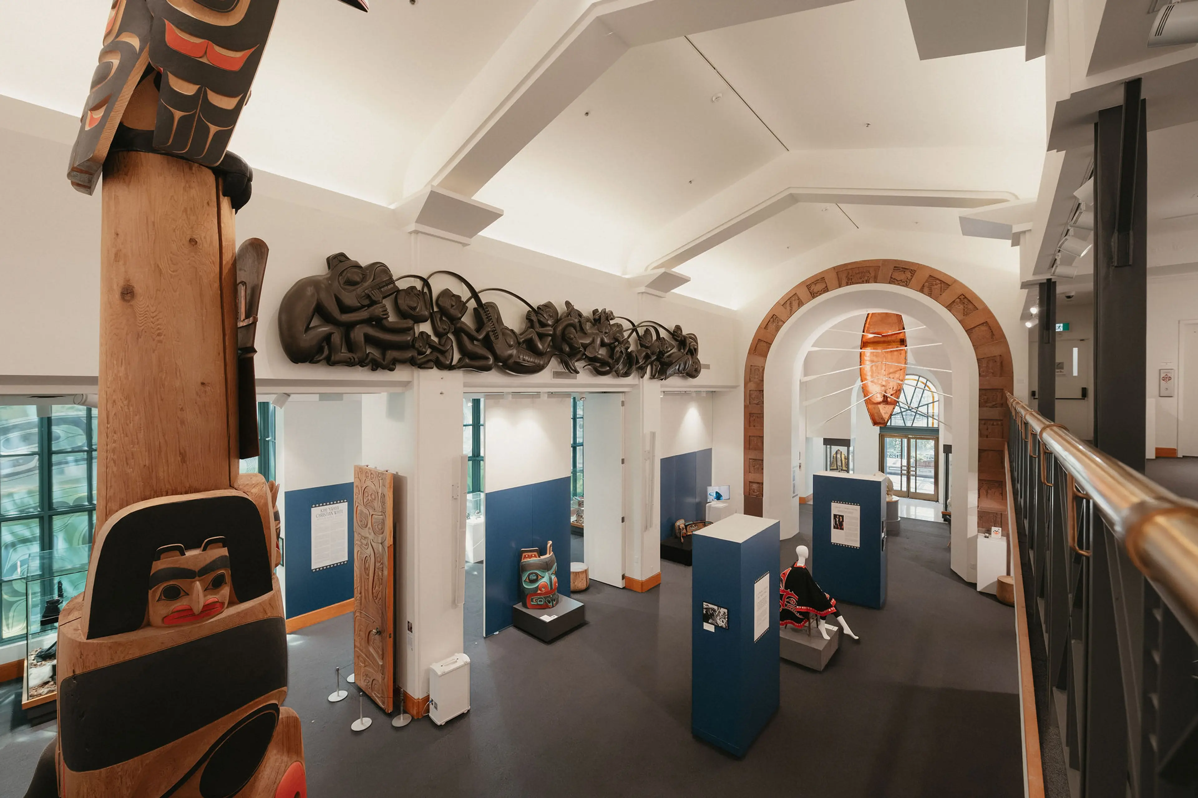 Interior image of the Bill Reid Gallery in Vancouver photographed from the second level in the building.