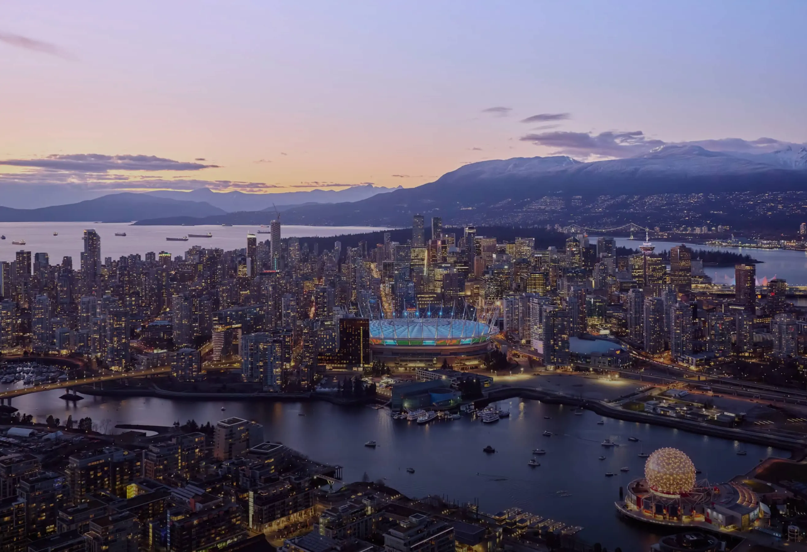 night view of the city of Vancouver
