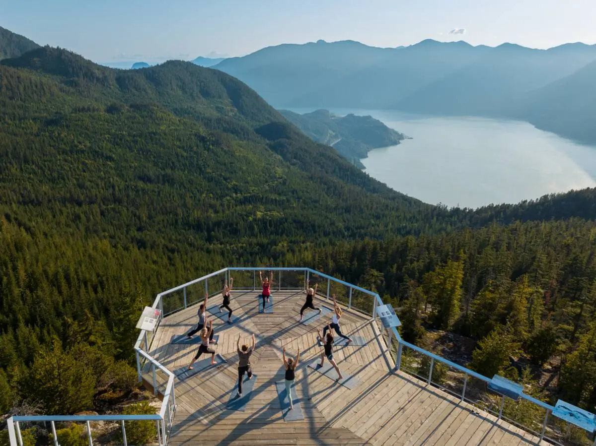 A yoga class at the Sea to Sky Gondola.