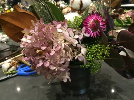 Dried botanical arrangement from Celsia workshop; Photo Credit: Tara Lee