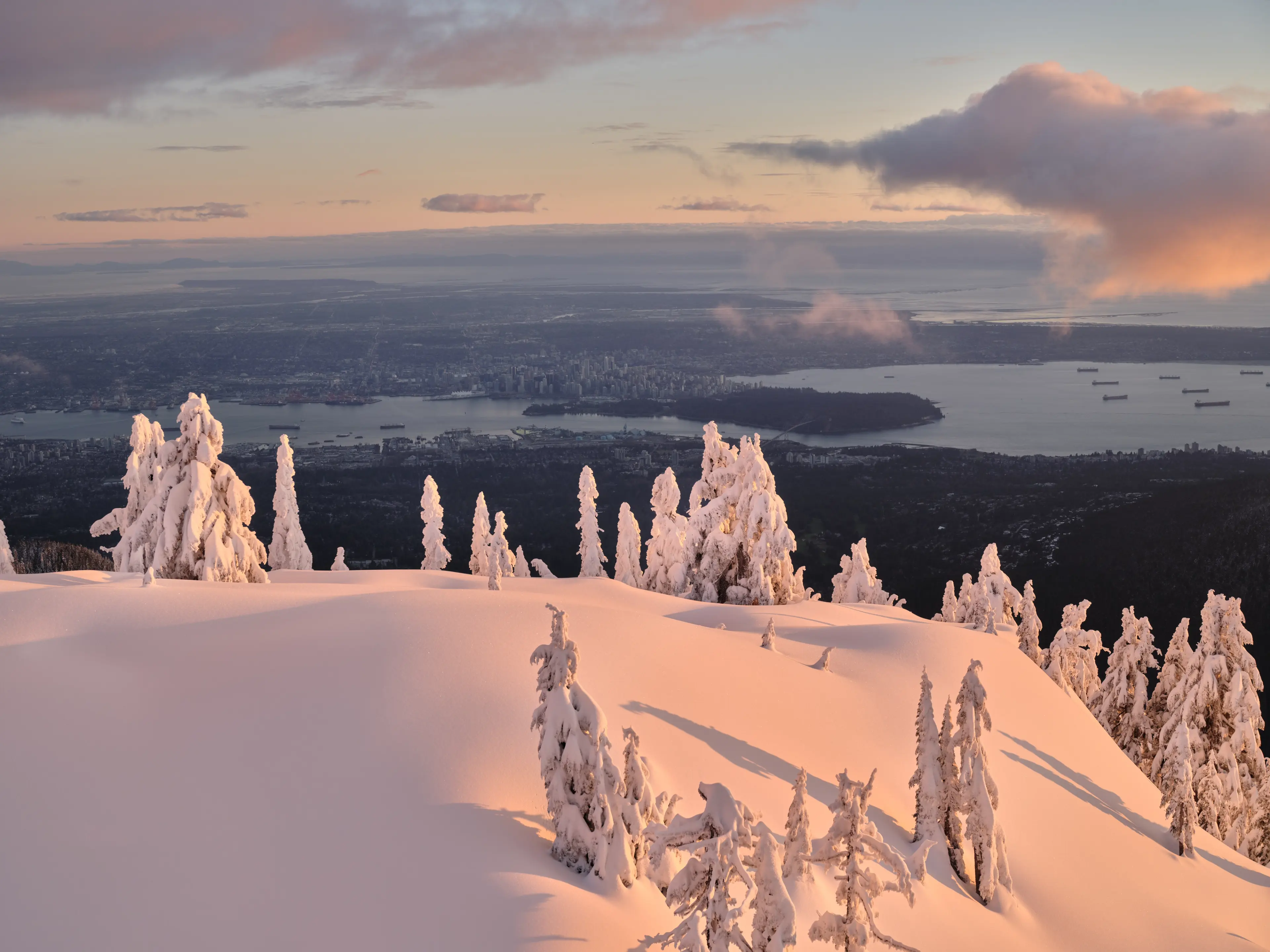 View of Vancouver from Grouse Mountain in winter.