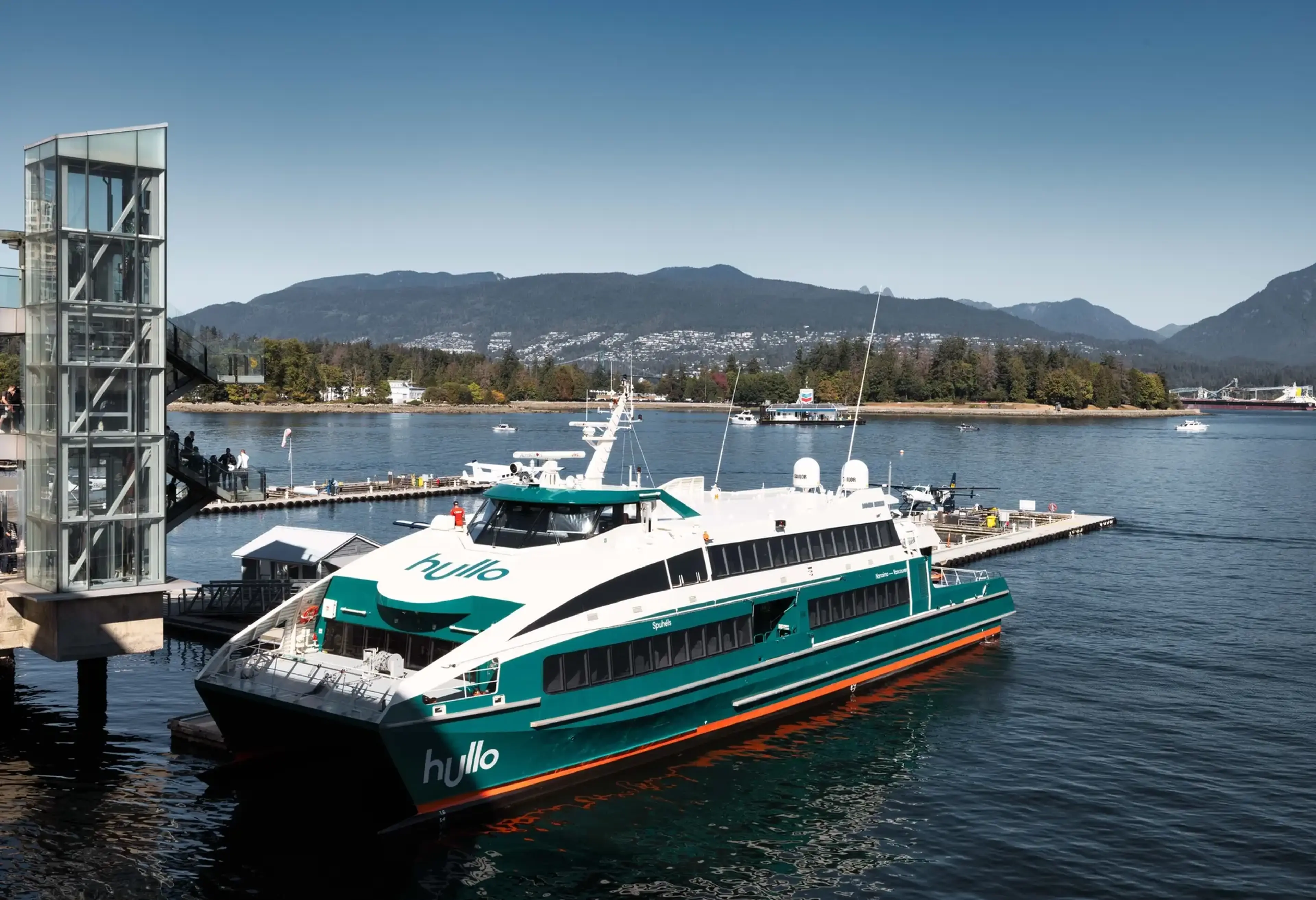 Hullo Ferries docked at the terminal in Vancouver.