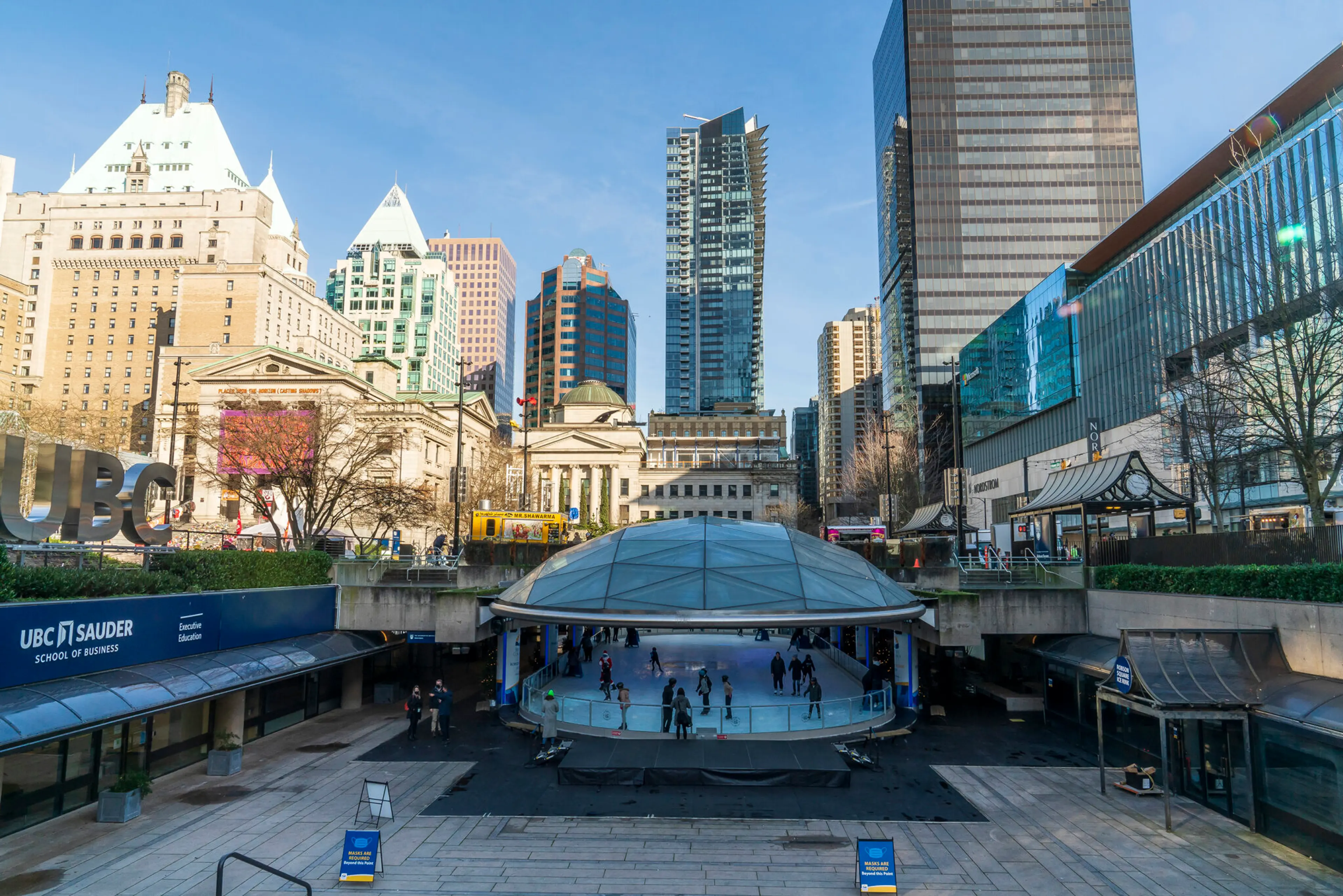 Ice skating at Robson Square in Vancouver