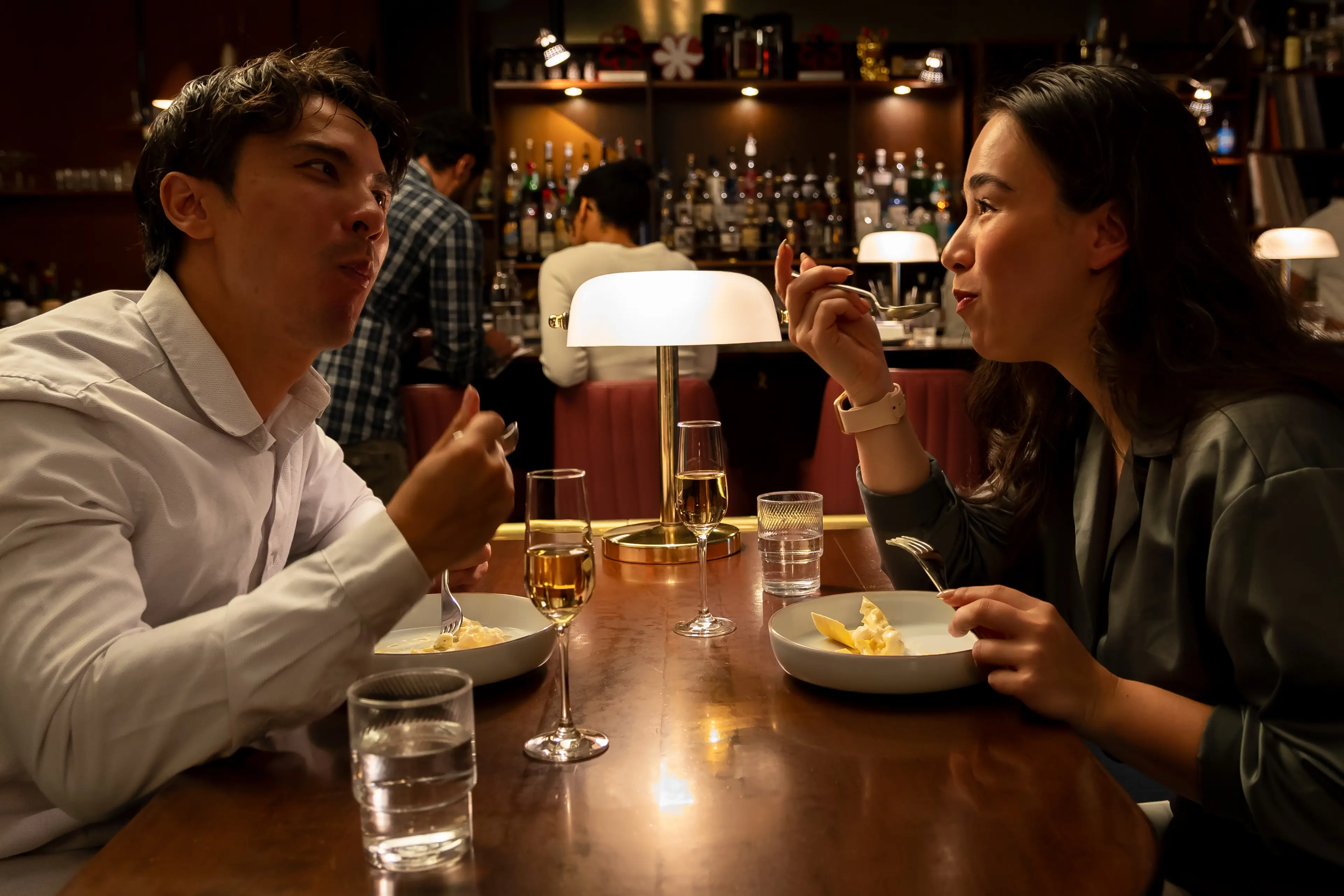 Two people dining at Kissa Tanto, Vancouver.