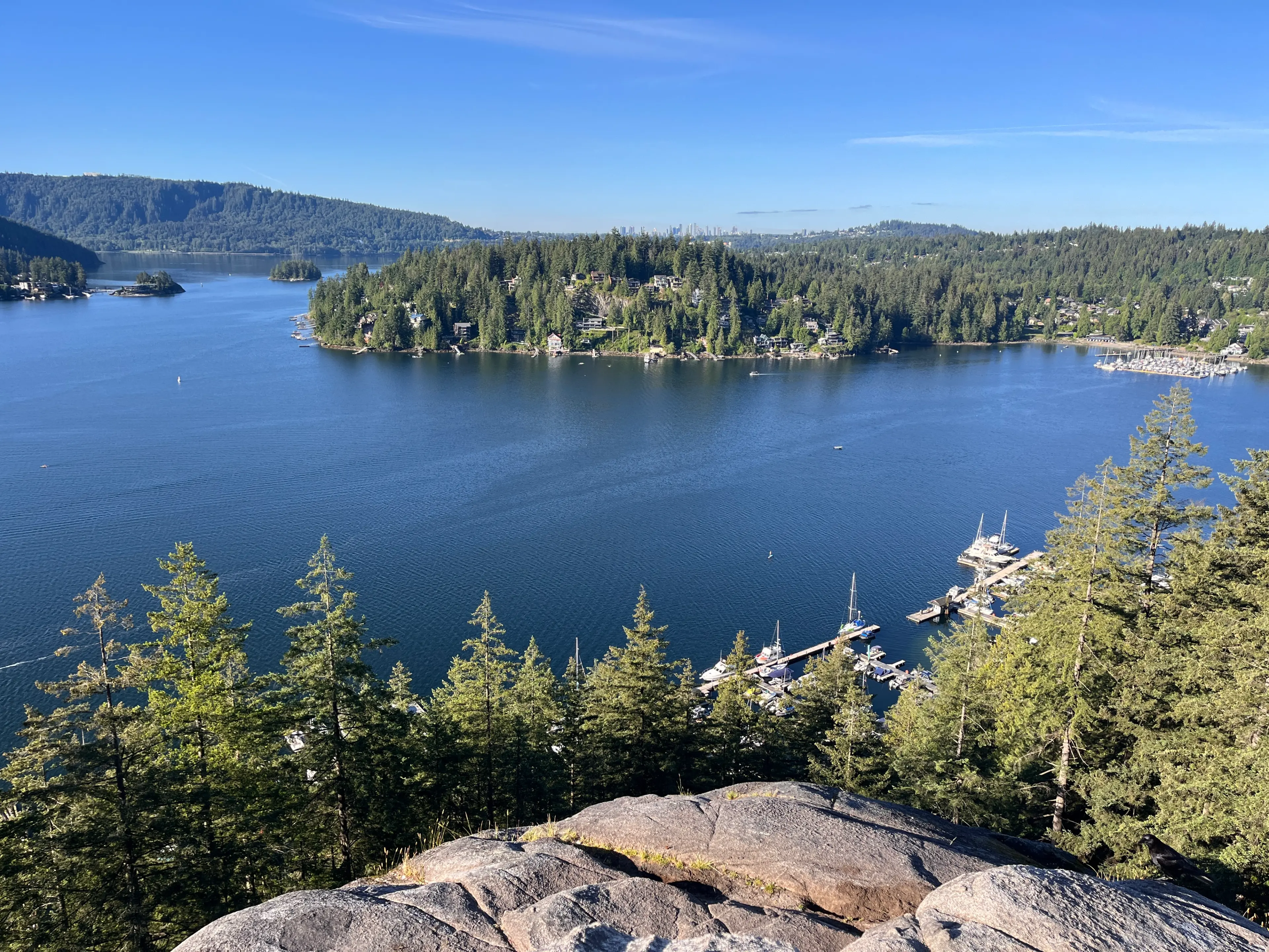 View on top of Quarry Rock in Deep Cove, North Vancouver.
