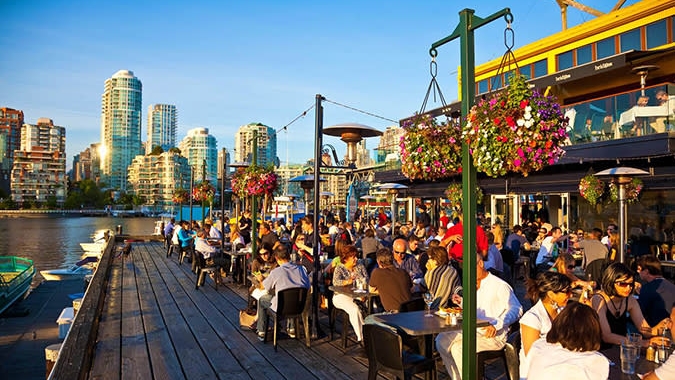 Outdoor dining at Bridges on Granville Island