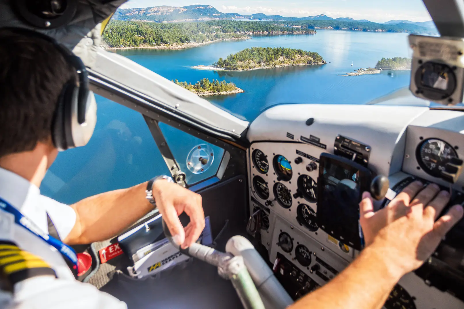 View of the Gulf Islands from a floatplane