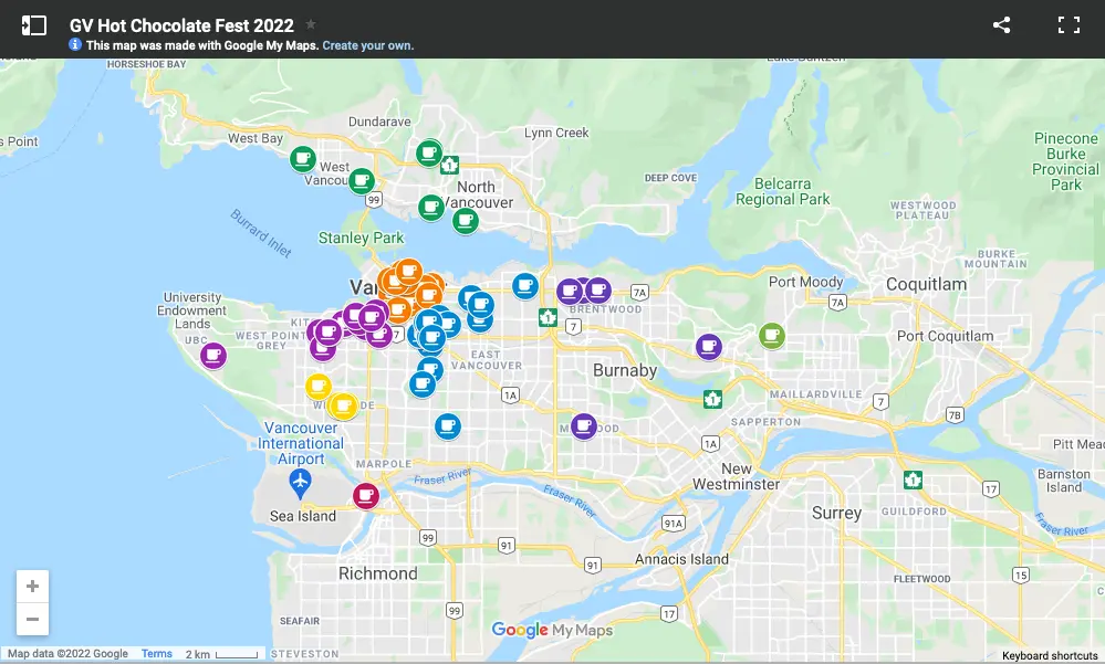 Vancouver Hot Chocolate Map