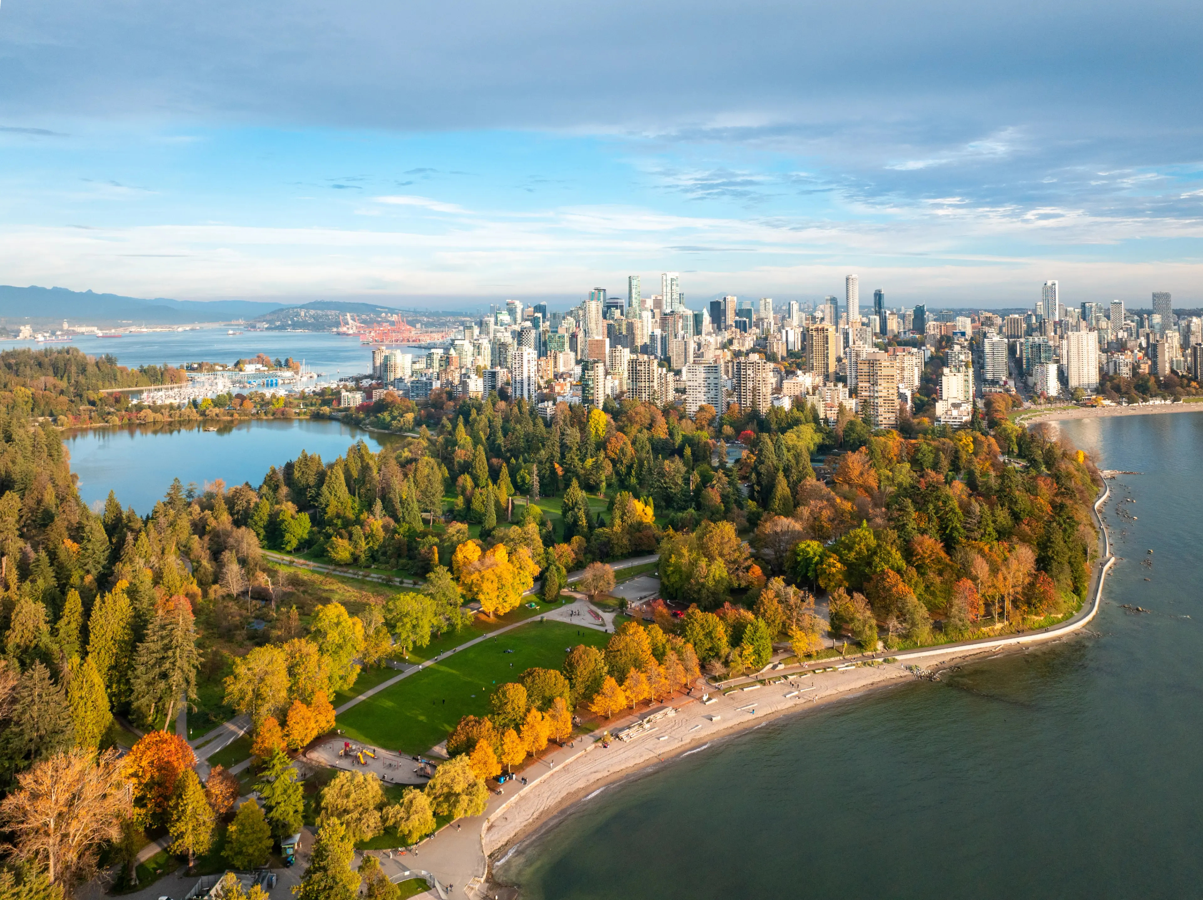 View of Stanley Park and downtown Vancouver