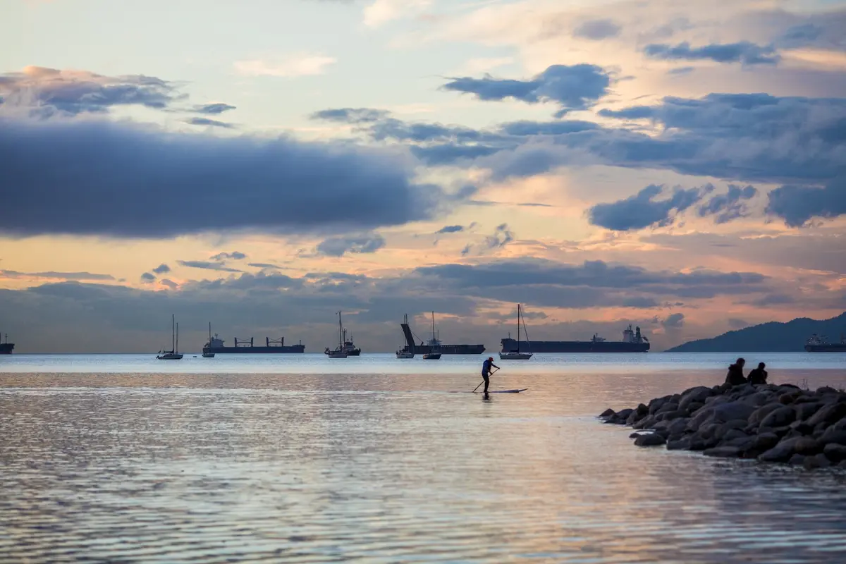 Paddleboarding at English Bay in Vancouver