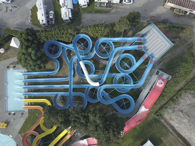 Aerial view of Big Splash Water Slide Park in Tsawwassen