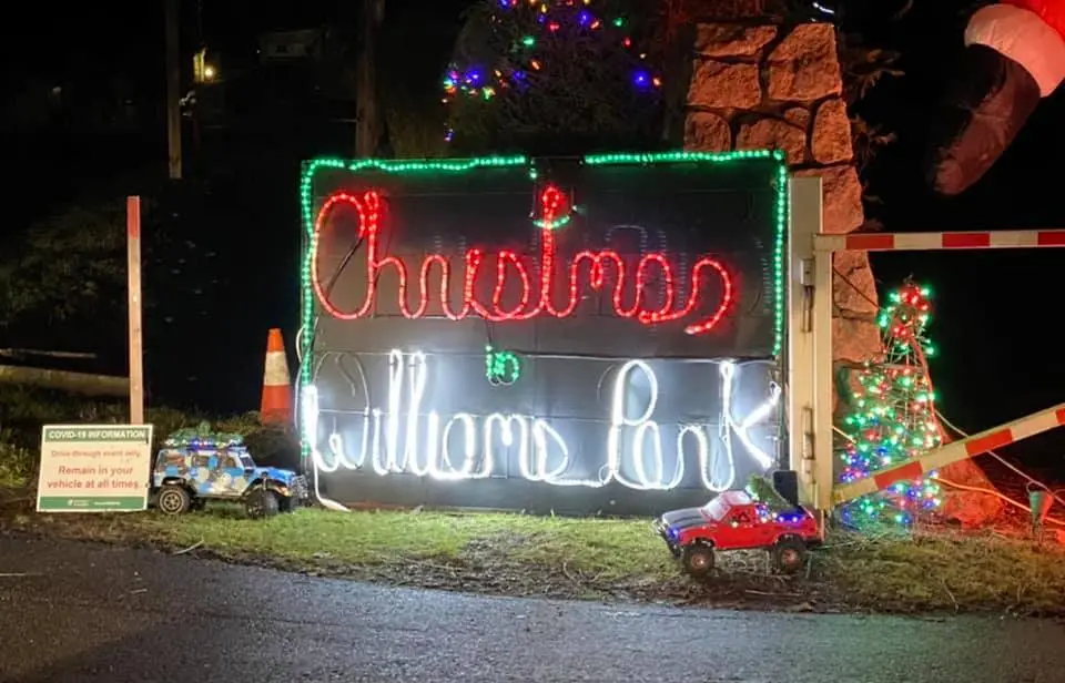 Lights at Christmas in Williams Park in Langley