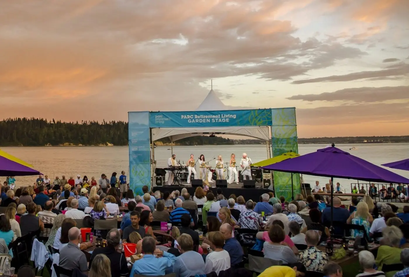 A stage on the waterfront at the Harmony Arts Festival in West Vancouver