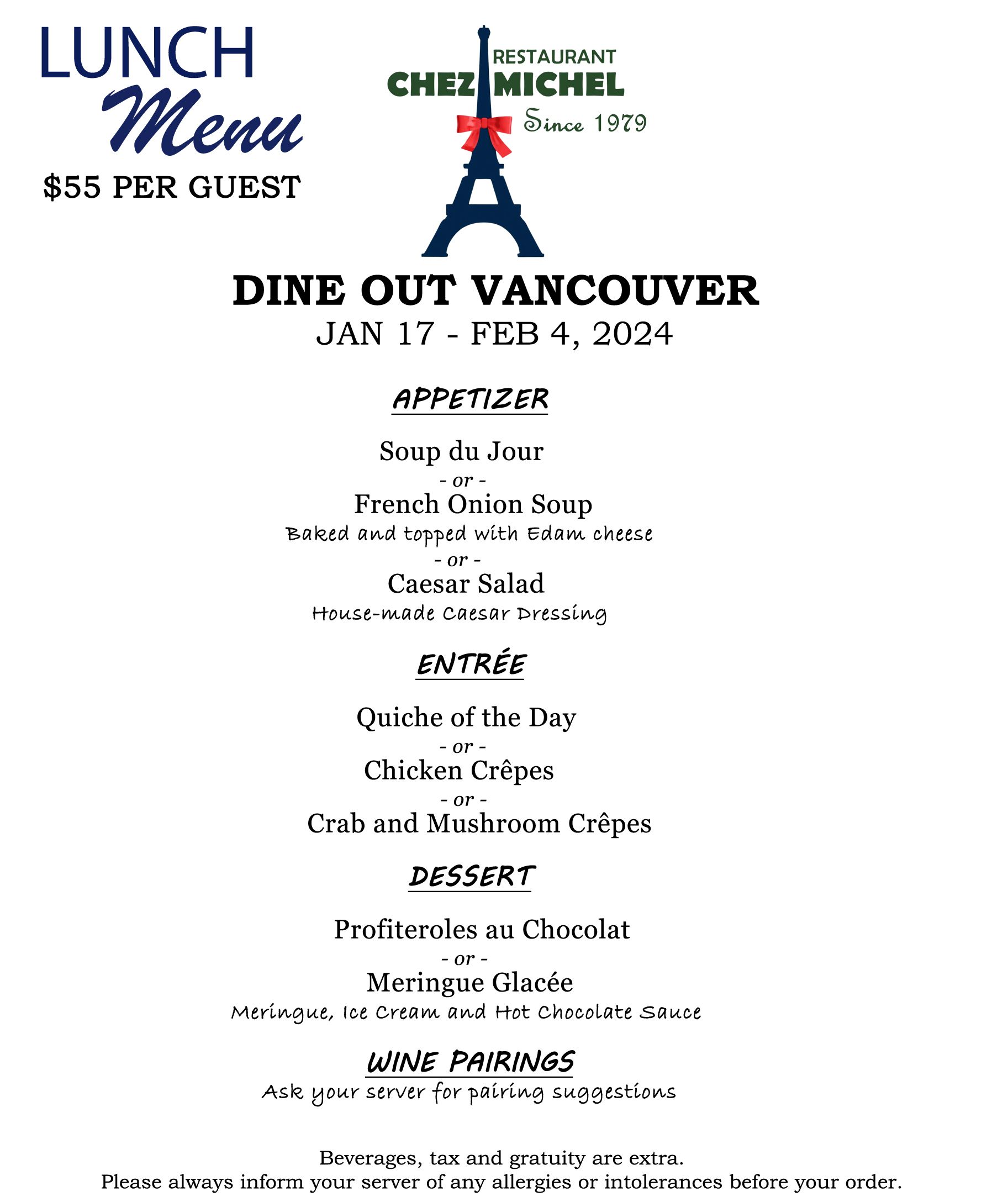 Dine Out Lunch Menu