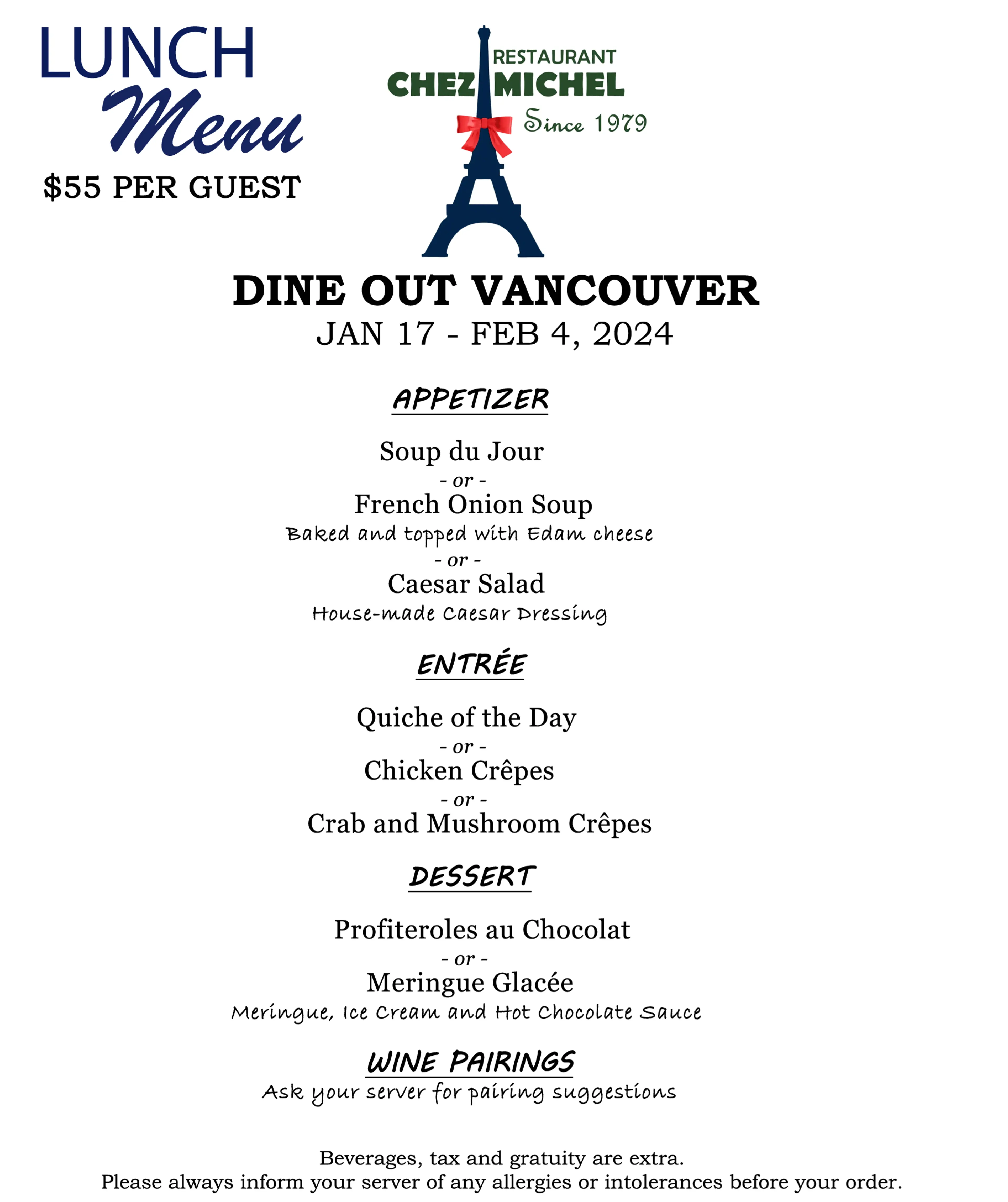 Dine Out Lunch Menu