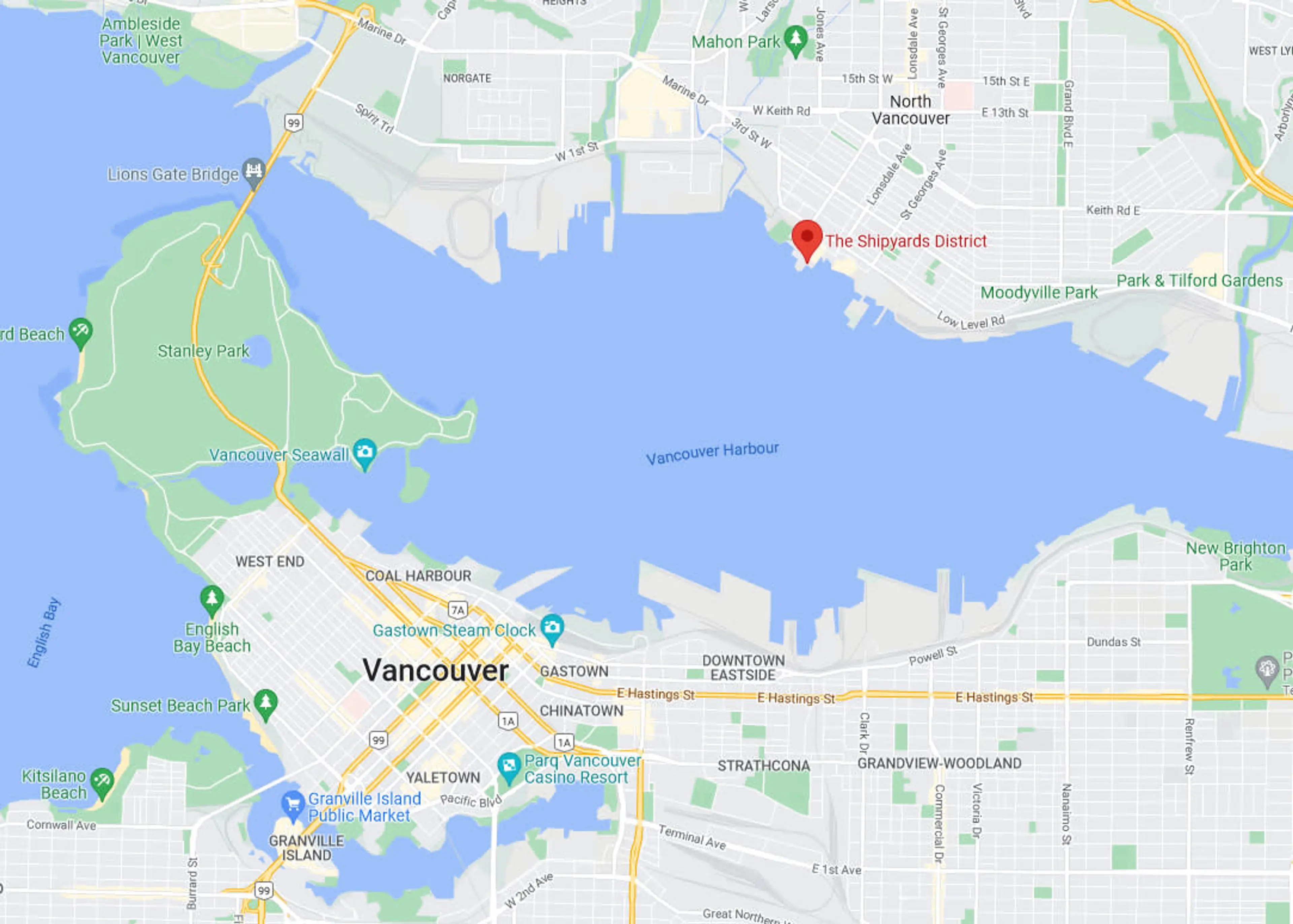 The Shipyards District Lower Lonsdale Map