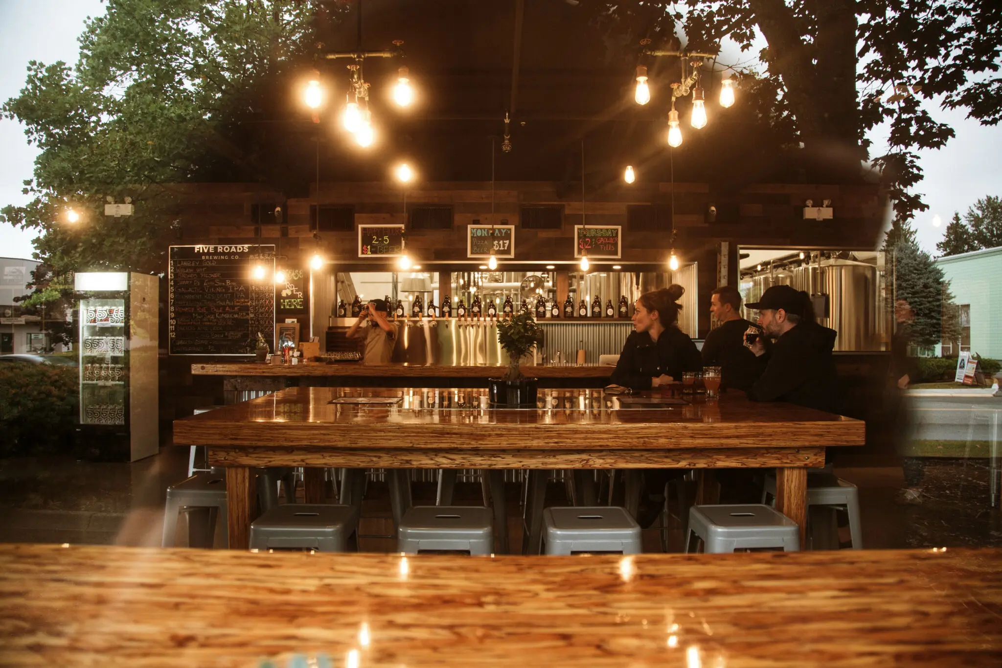 The tasting room at Five Roads Brewing