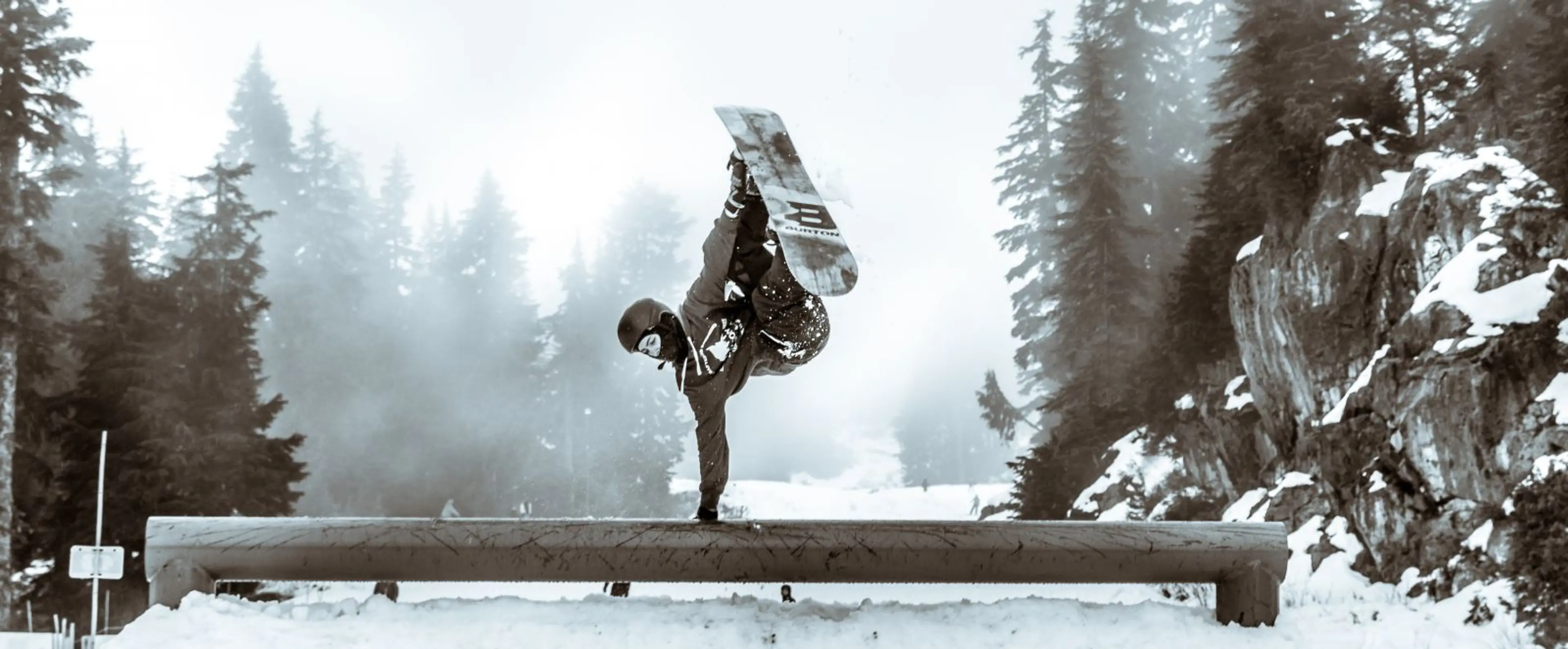 Snowboarder at Mount Seymour terrain park