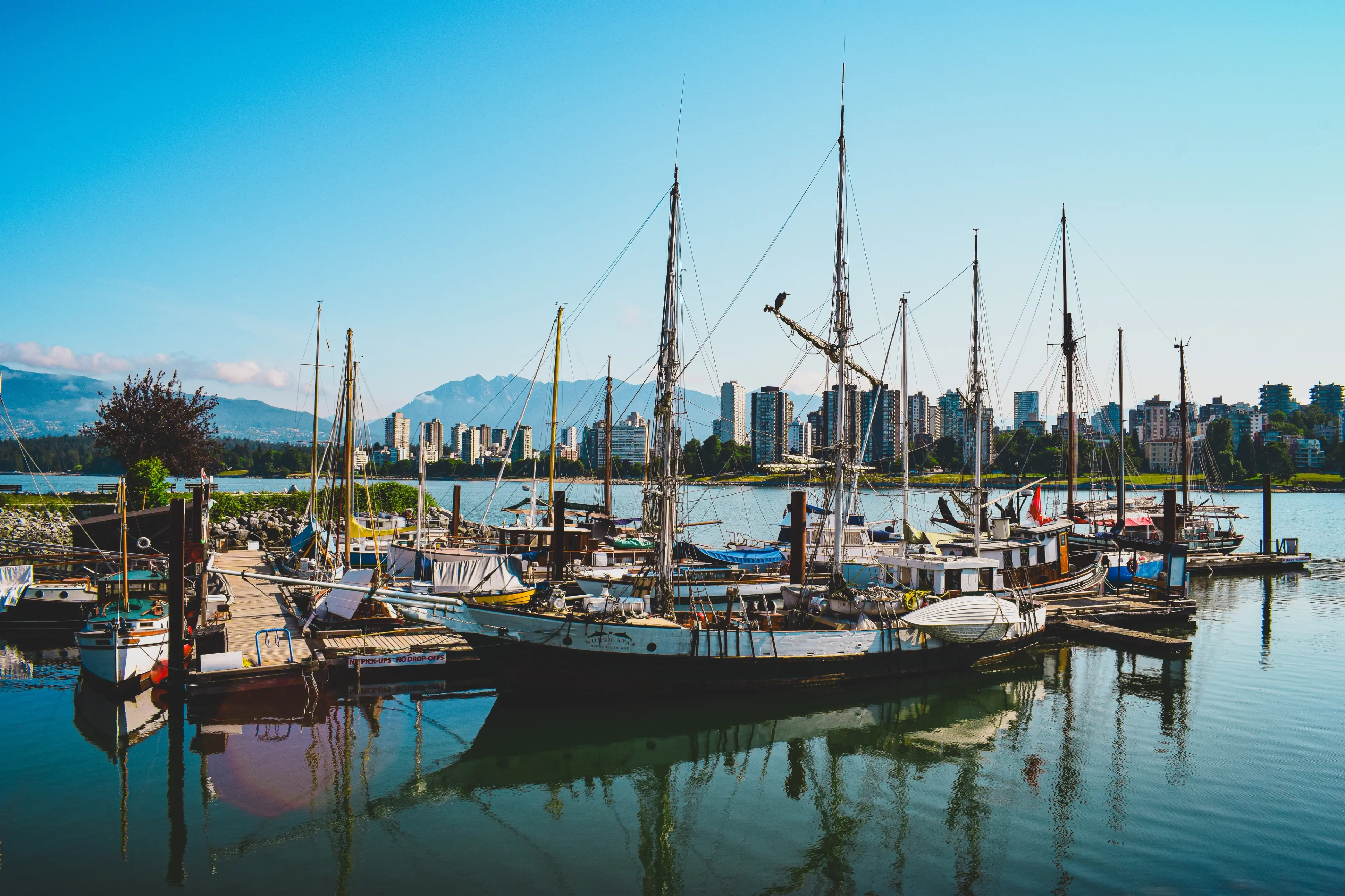 Ships docked at Heritage Harbour at the Vancouver Maritime Museum. 