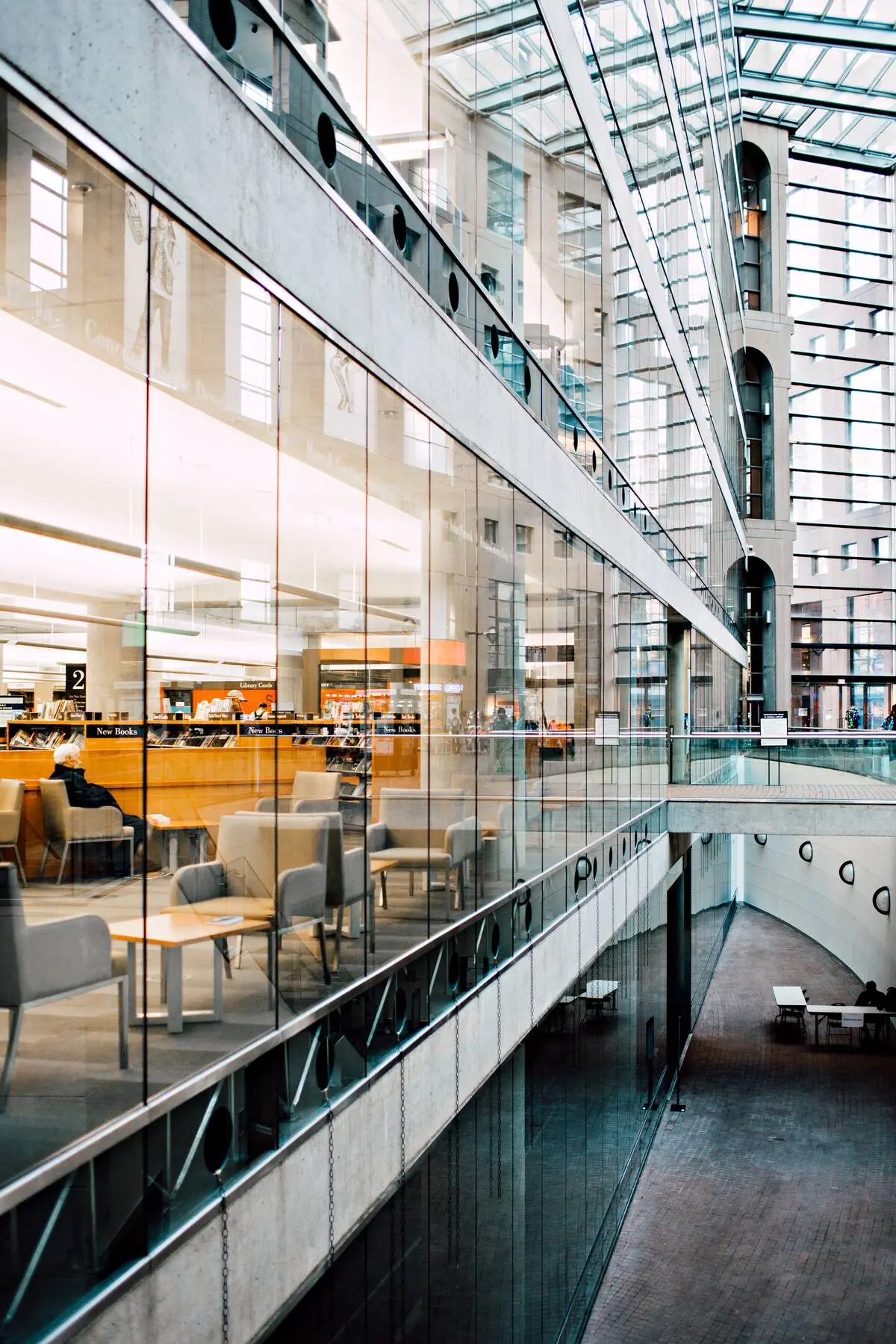Inside the atrium of the Vancouver Central Library
