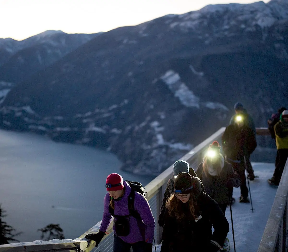 Headlamp snowshoe tour at the Sea to Sky Gondola