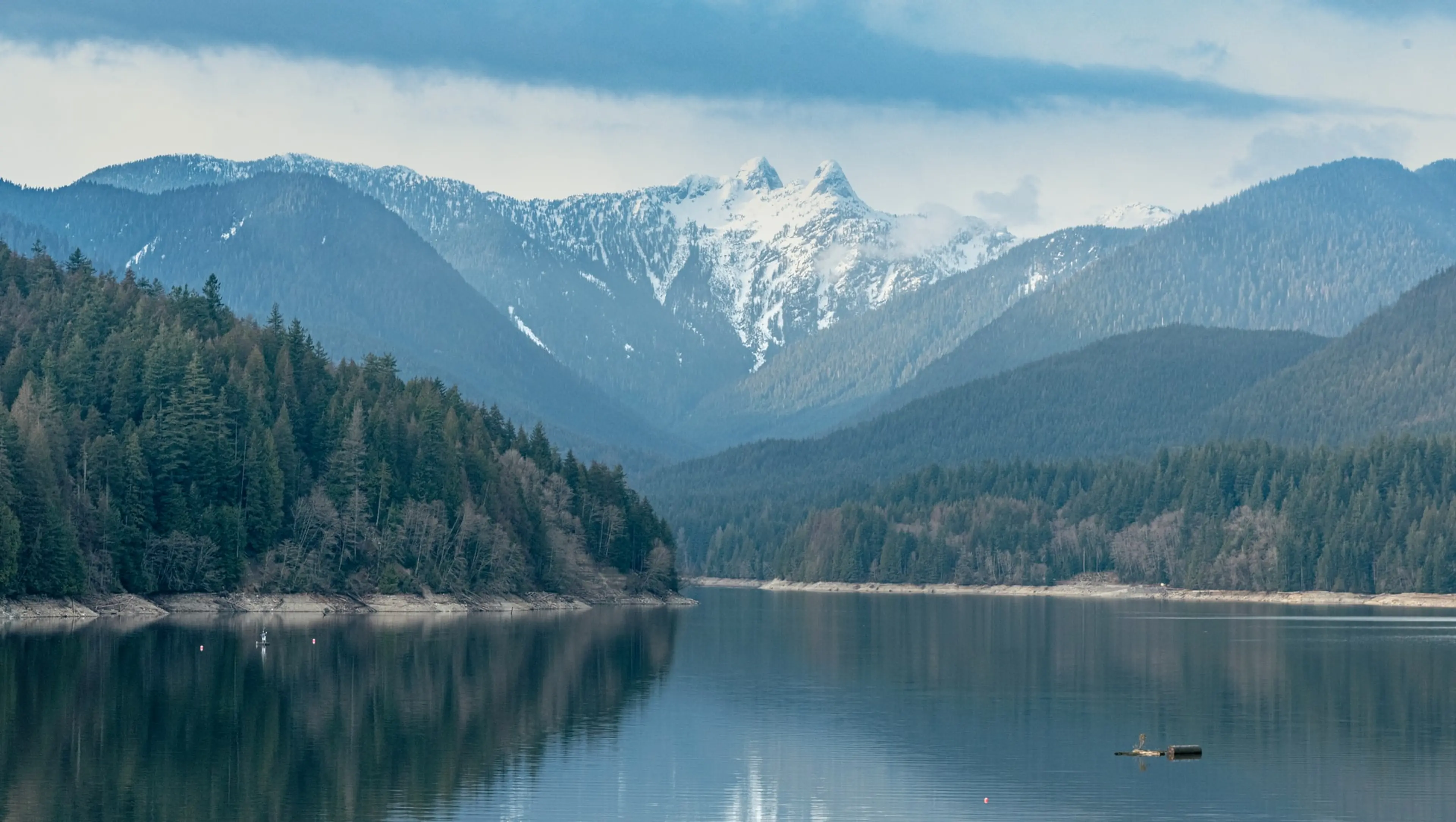 Looking towards the Lions from Cleveland Dam in North Vancouver.