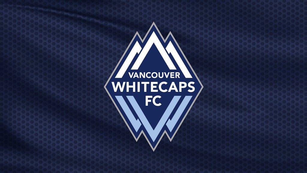Vancouver Whitecaps FC logo with stylized mountain peaks on a dark blue textured background