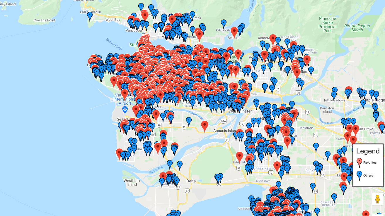 Map of Vancouver's cherry blossom locations