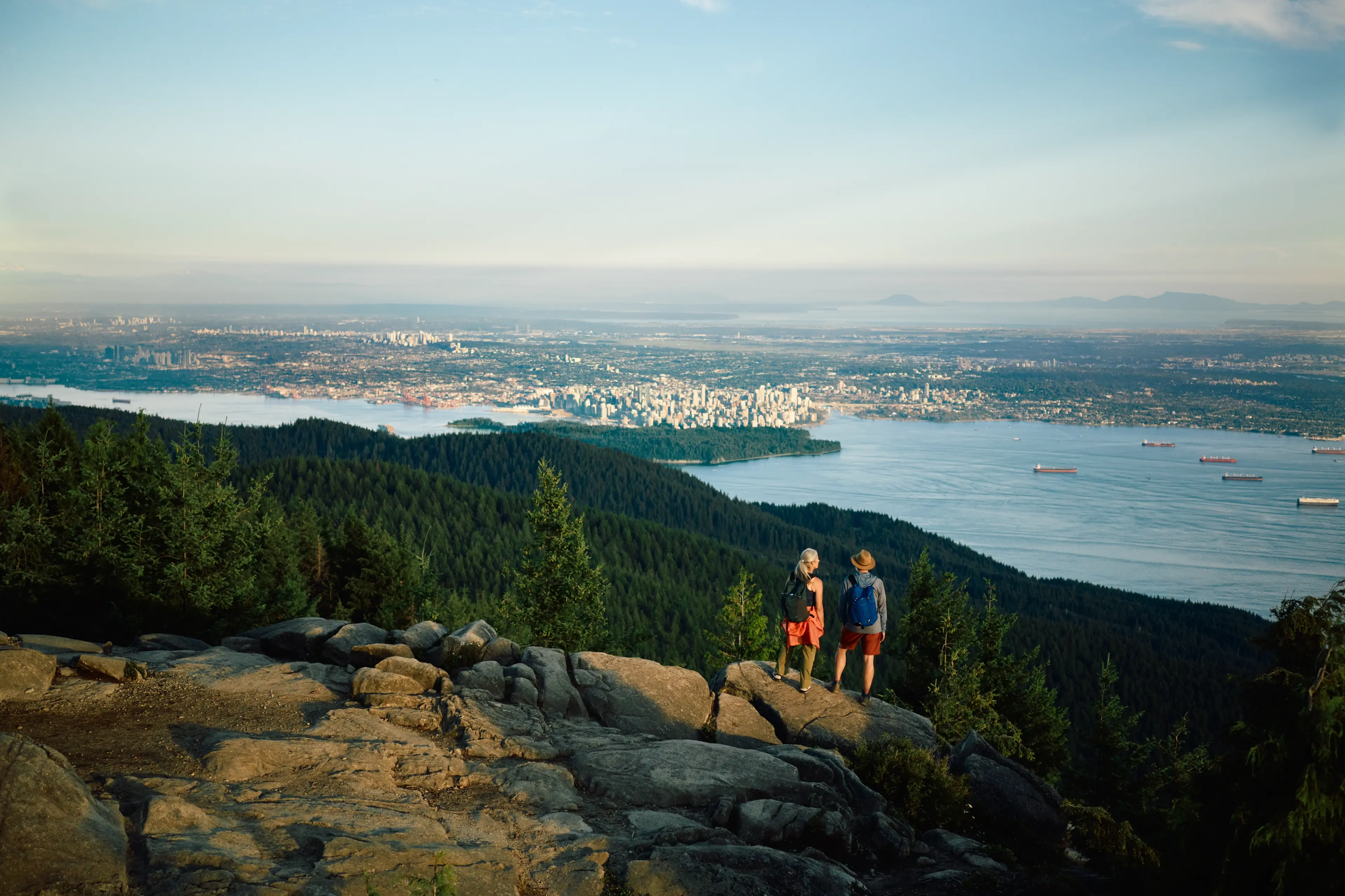 Two people hiking and enjoying the view