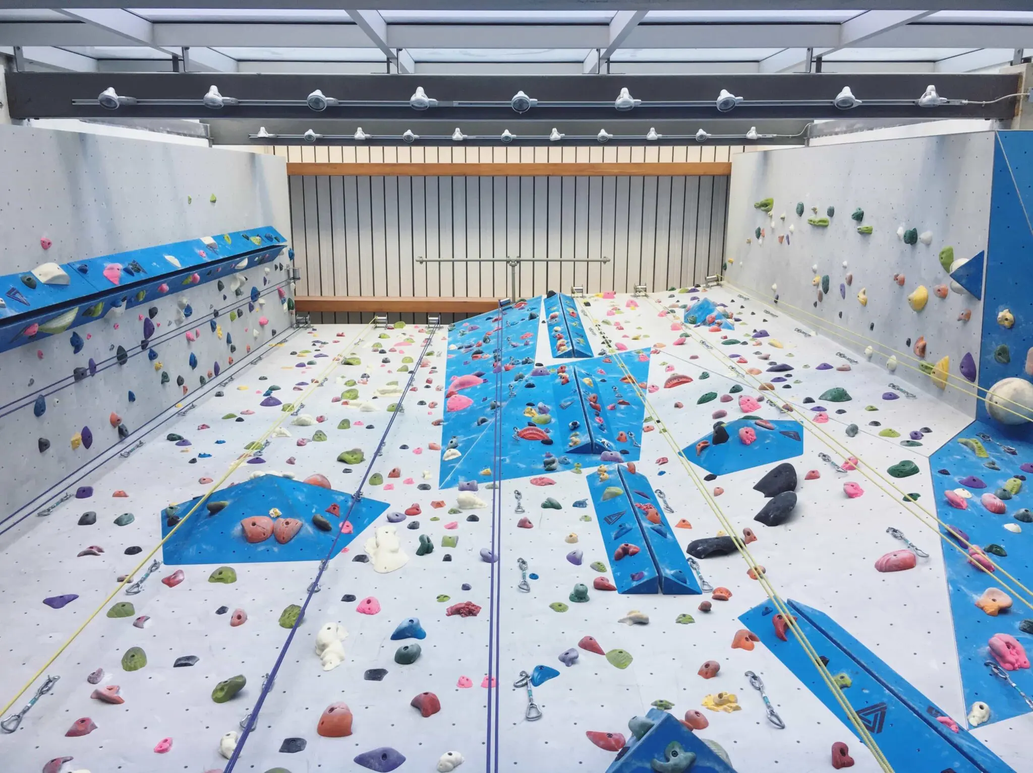 Interior of The Aviary rock climbing gym at UBC in Vancouver