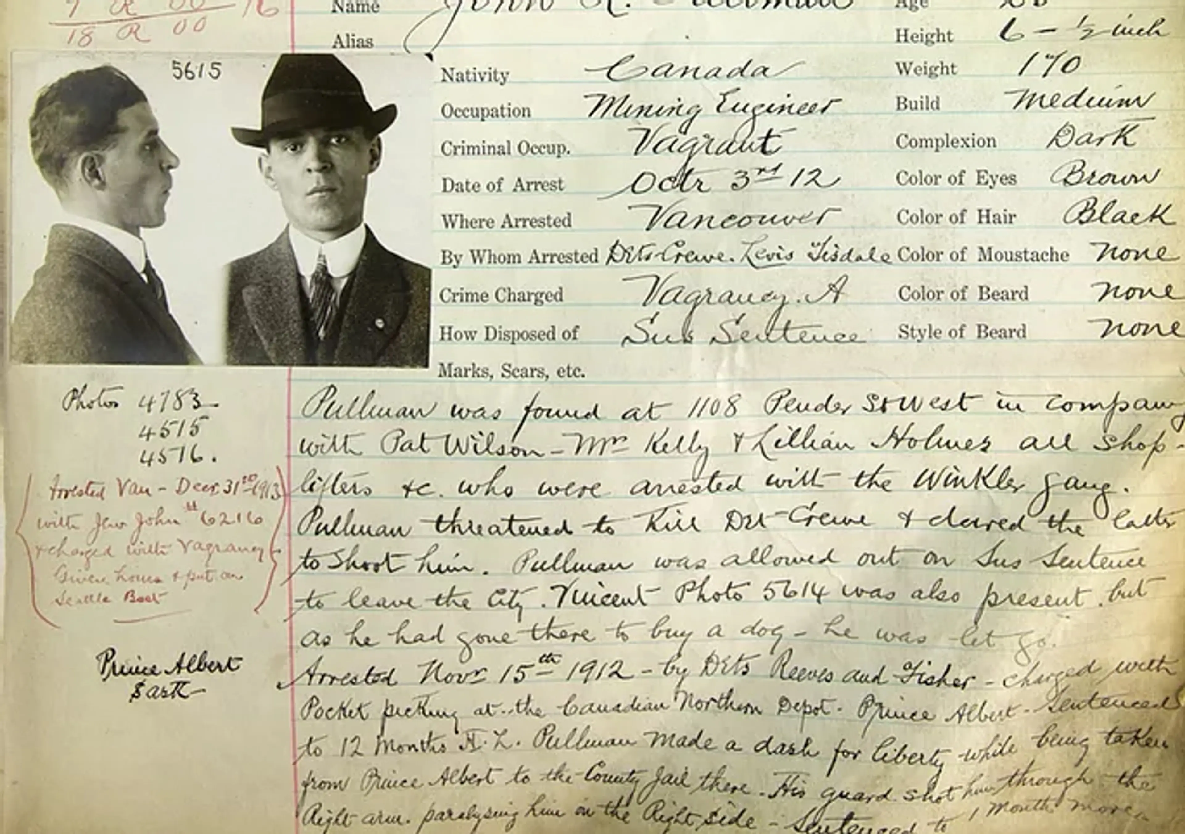 Mugshots:  A Page From Vancouver’s Past, 1912-1913