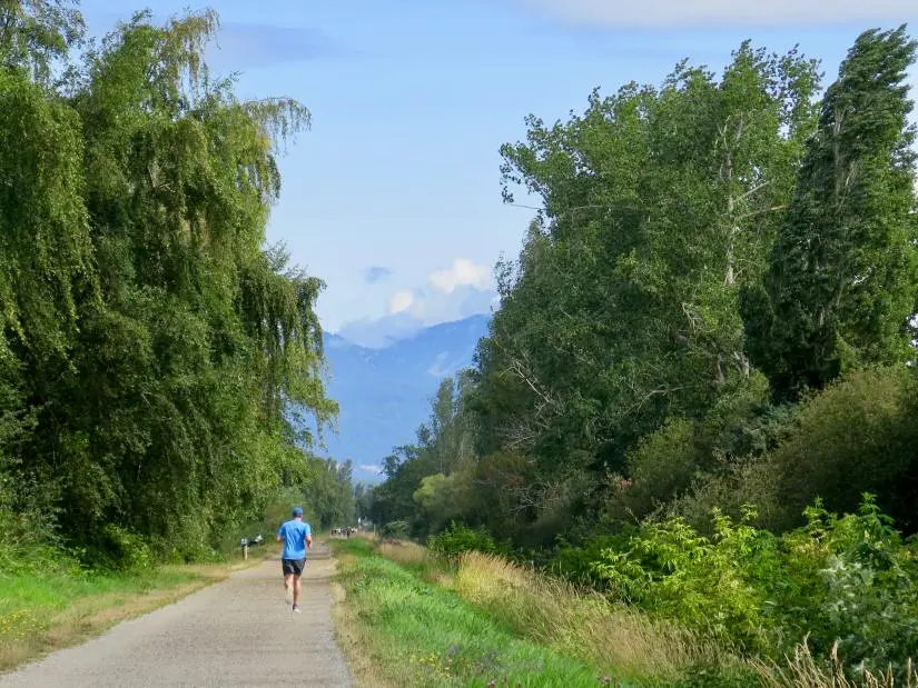 A runner on the West Dyke Trail in Richmond