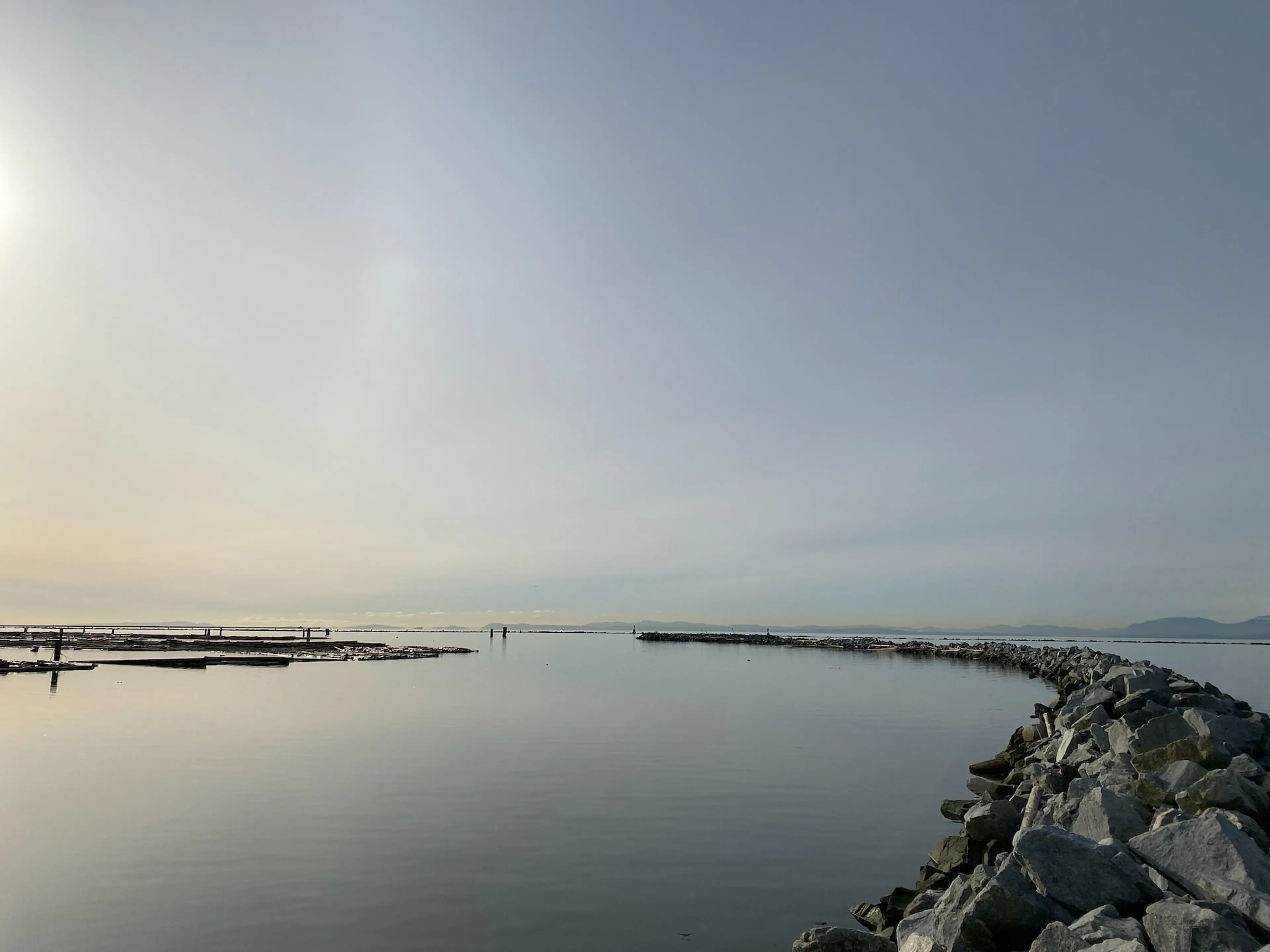 The breakwater at Wreck Beach in Vancouver
