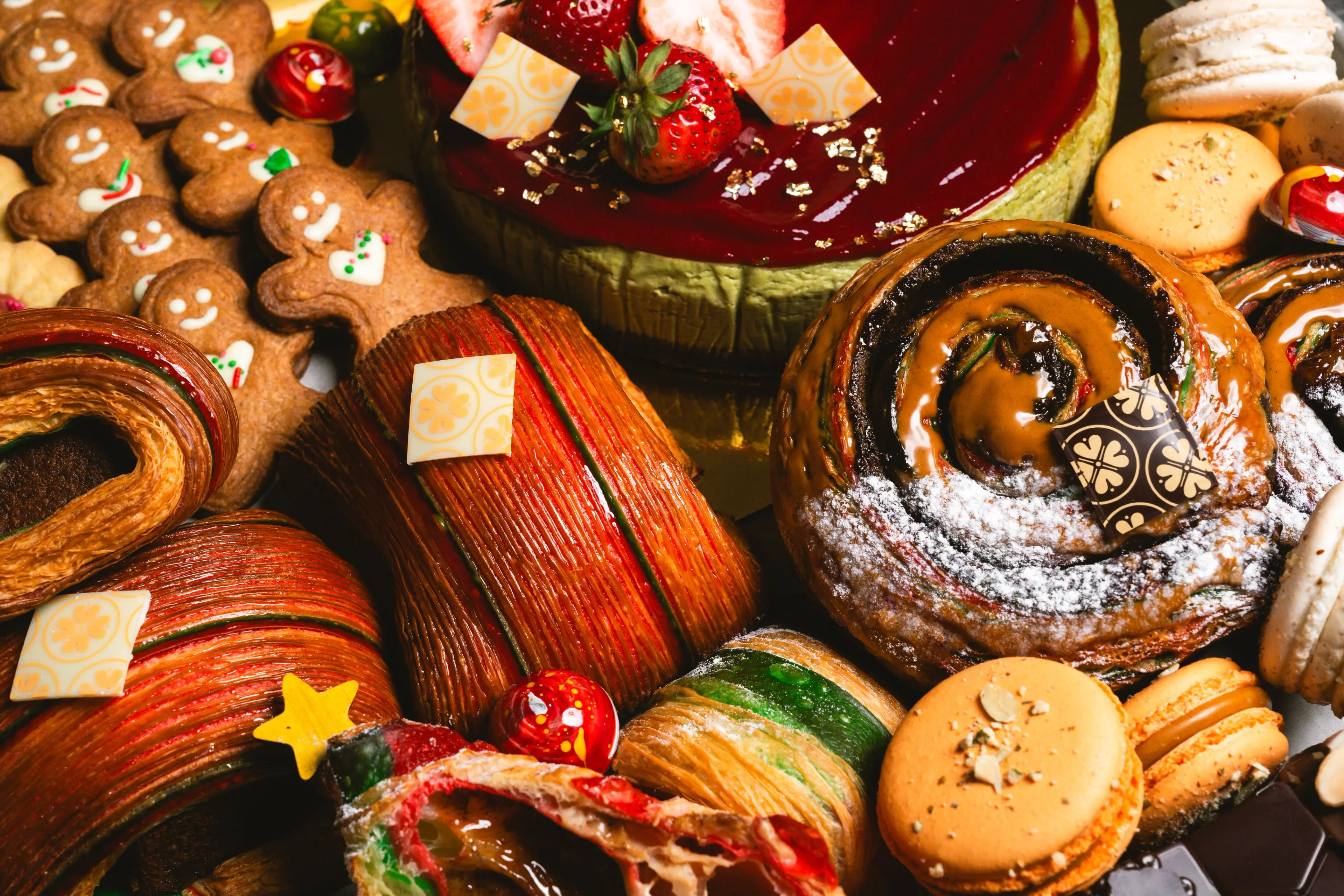 A selection of cookies, pastries, and cakes as part of Beaucoup's Winter Wonderland Collection