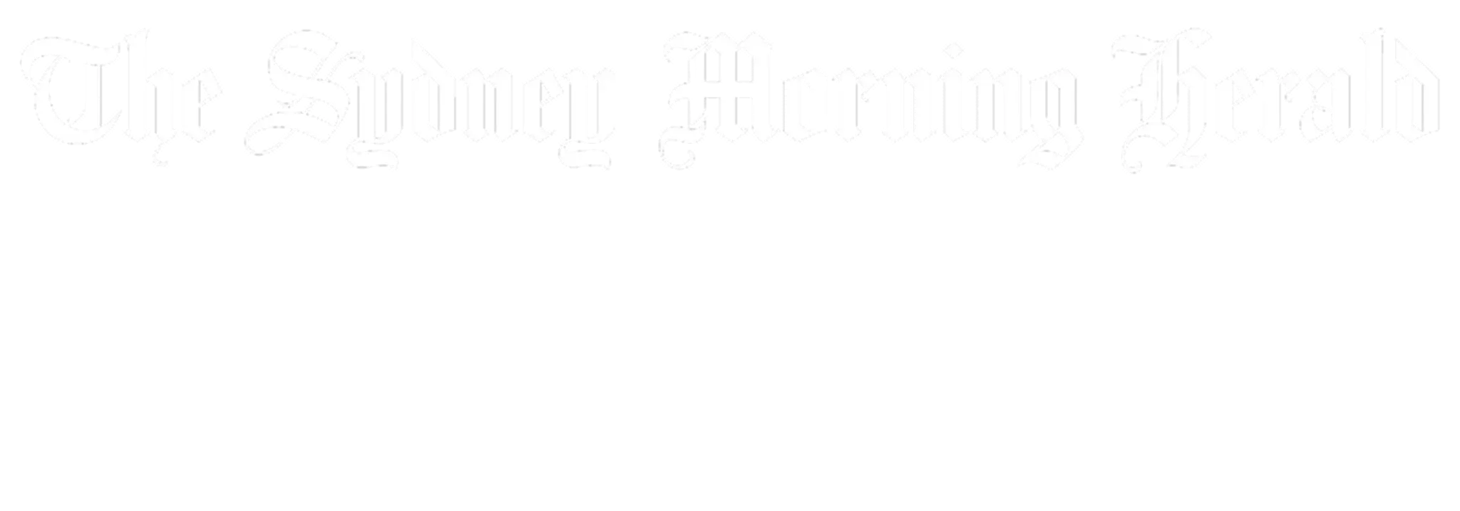 The Sydney Morning Herald logo in blackletter font on a transparent background.