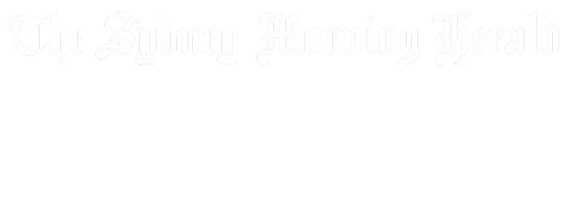 The Sydney Morning Herald logo in blackletter font on a transparent background.